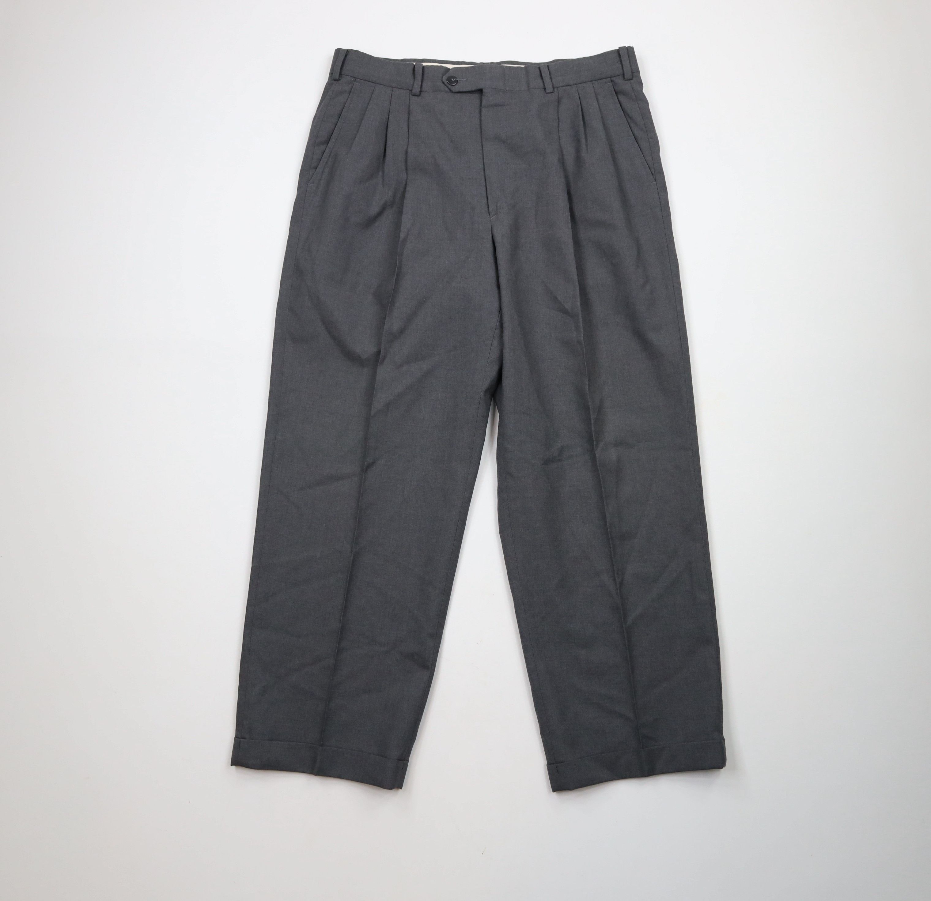 Vintage Vintage 70s Streetwear Cuffed Wide Leg Chino Pants Gray Size US 34 / EU 50 - 1 Thumbnail