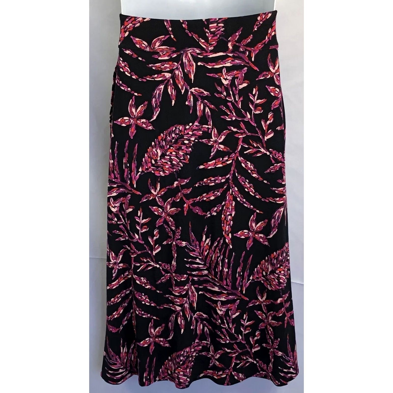 Vintage NWT Artisan NY Straight Skirt XS Blk/Pink Floral 24"W Mock Wrap Tropical Artsy Size 26" / US 2 / IT 38 - 3 Thumbnail