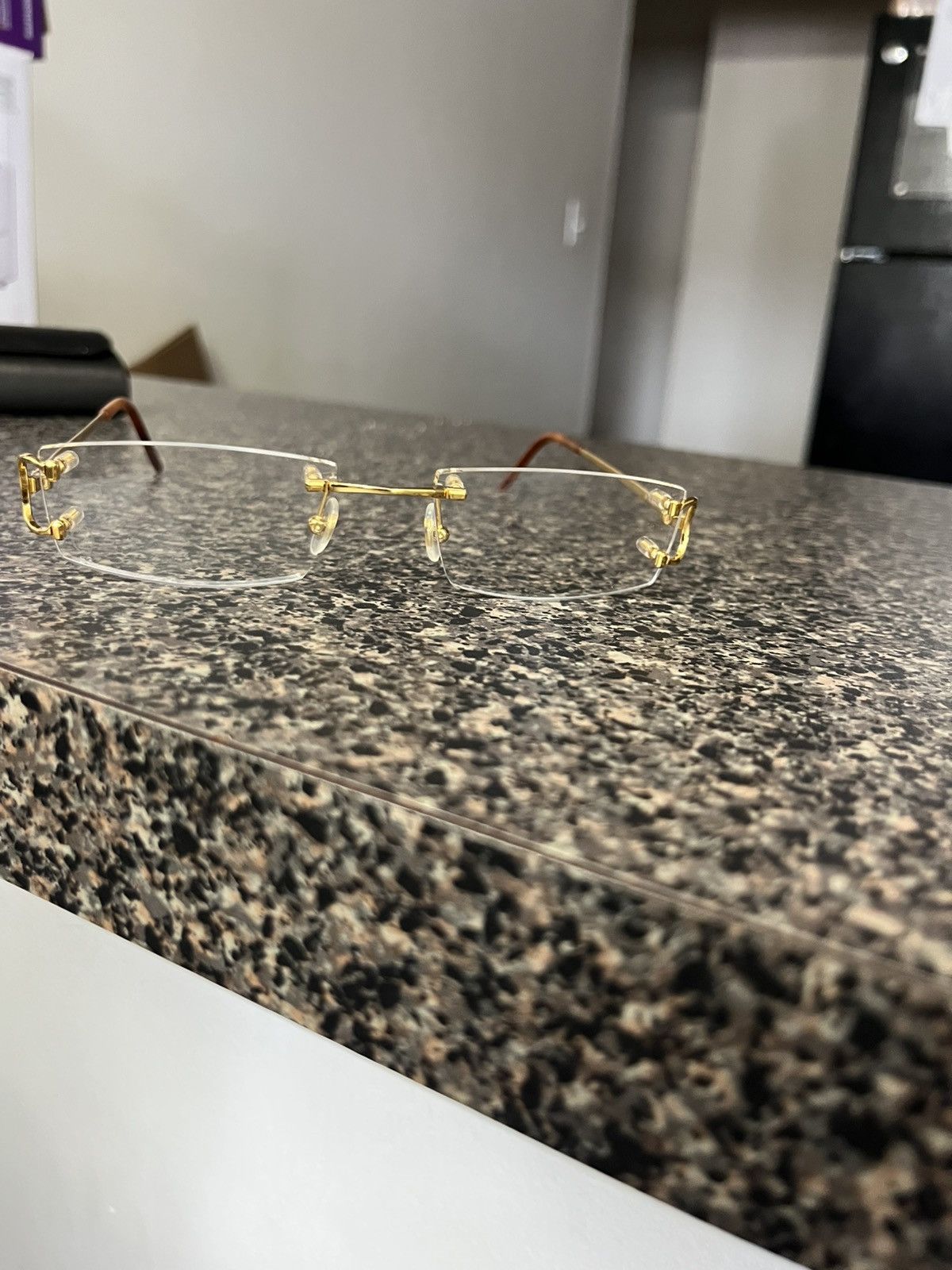 Vintage Vintage gold square glasses Size 46 - 1 Thumbnail