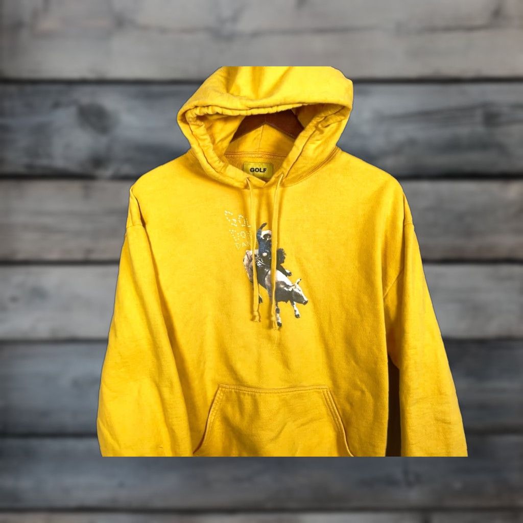 Golf Wang VINTAGE Golf Wang Hoodie Adult Medium Pullover Sweatshirt Yellow Graphic Print Hip Hop Western Men Size US M / EU 48-50 / 2 - 1 Thumbnail
