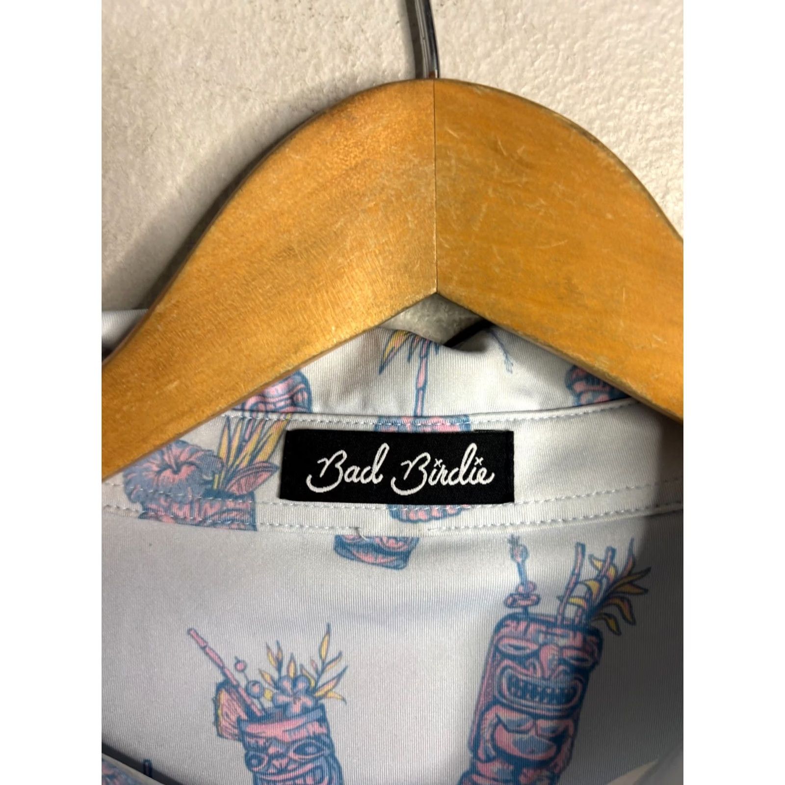 Vintage Bad Birdie Shirt Mens L Polo Lets Get Tiki Tropical Stretch Golf Casual Size US L / EU 52-54 / 3 - 4 Thumbnail