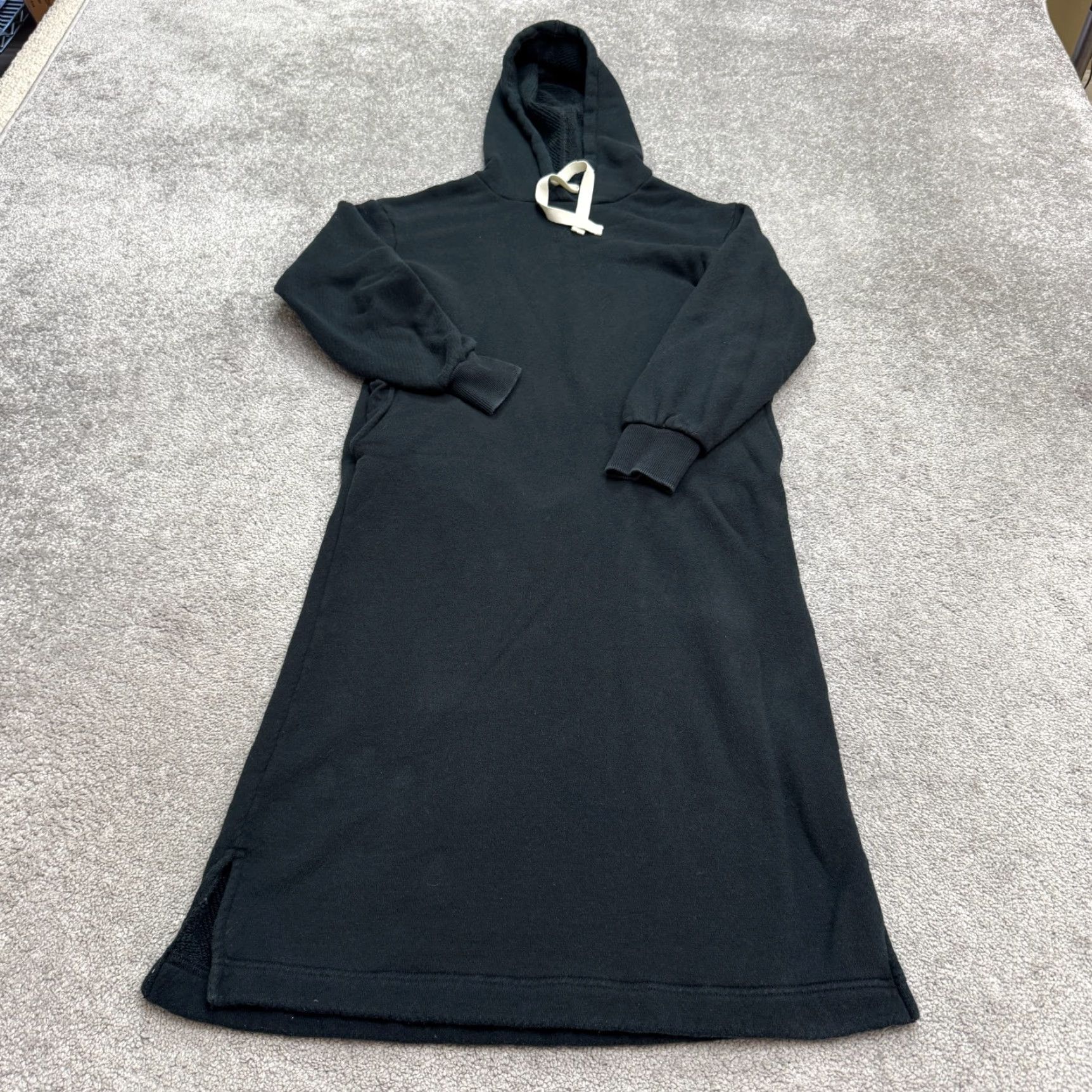 Madewell Madewell Hoodie Midi Dress Womens XXS Black Cotton Pockets Casual Size XXS / US 00 / IT 34 - 2 Thumbnail