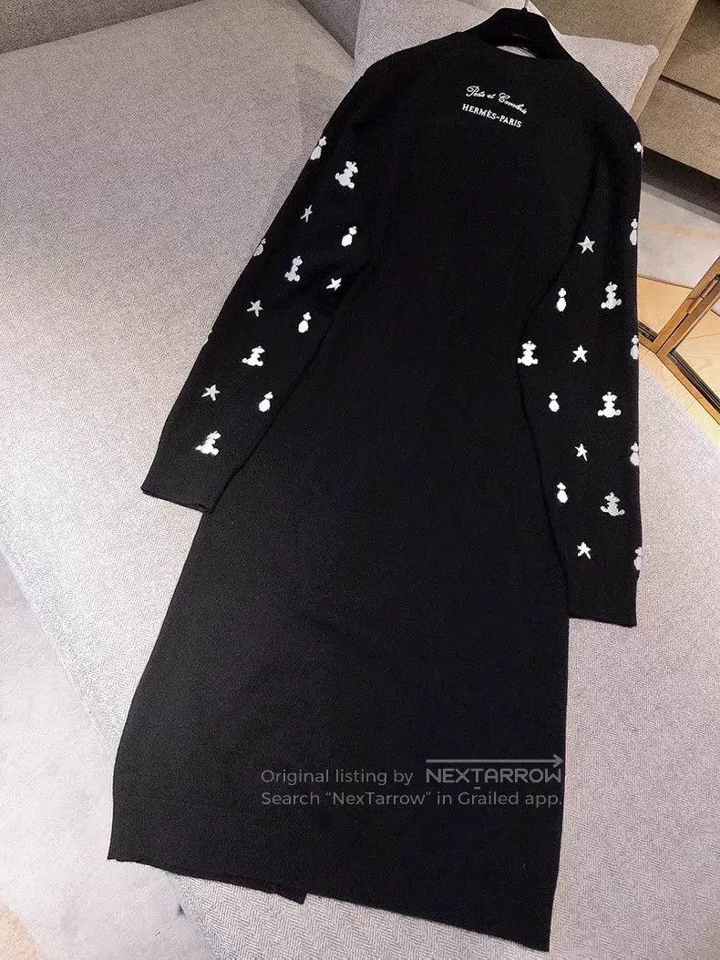 Hermes Hermes Knitted long top with star and snowman print in bla Size XS / US 0-2 / IT 36-38 - 2 Thumbnail