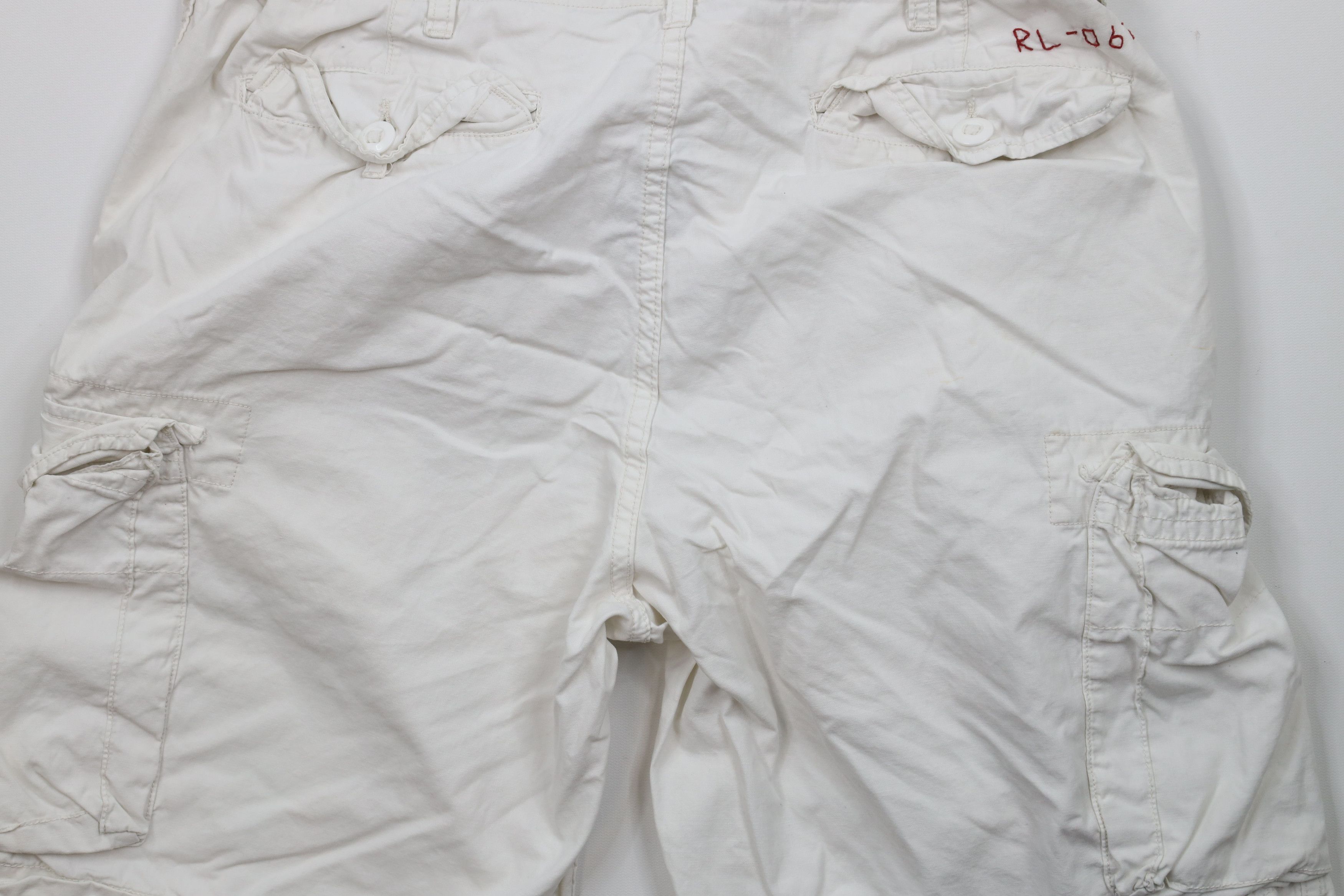 Ralph Lauren × Vintage Vintage 90s Ralph Lauren Military Cargo Shorts Cream Cotton Size US 36 / EU 52 - 10 Thumbnail