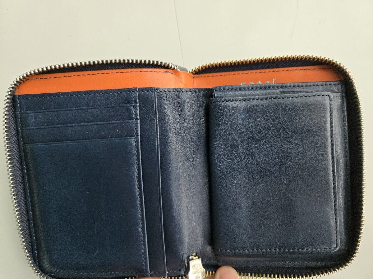 Porter × Sacai sacai x Porter Leather Navy Bifold Zipper Wallet Used Condor Size ONE SIZE - 3 Thumbnail