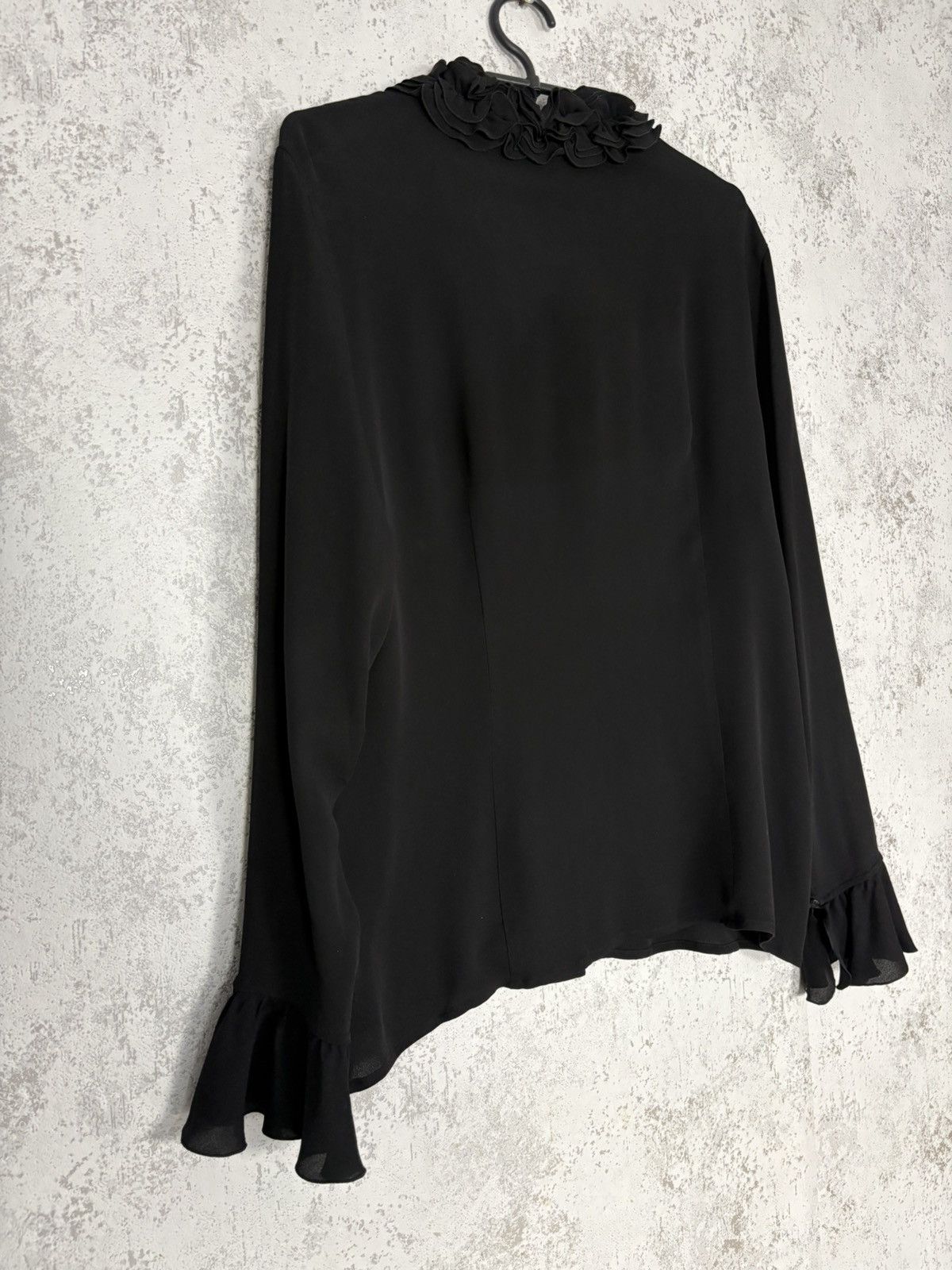 Escada Escada Black Silk Ruffle Blouse Vintage Luxury Womens Top 42 Size M / US 6-8 / IT 42-44 - 3 Thumbnail