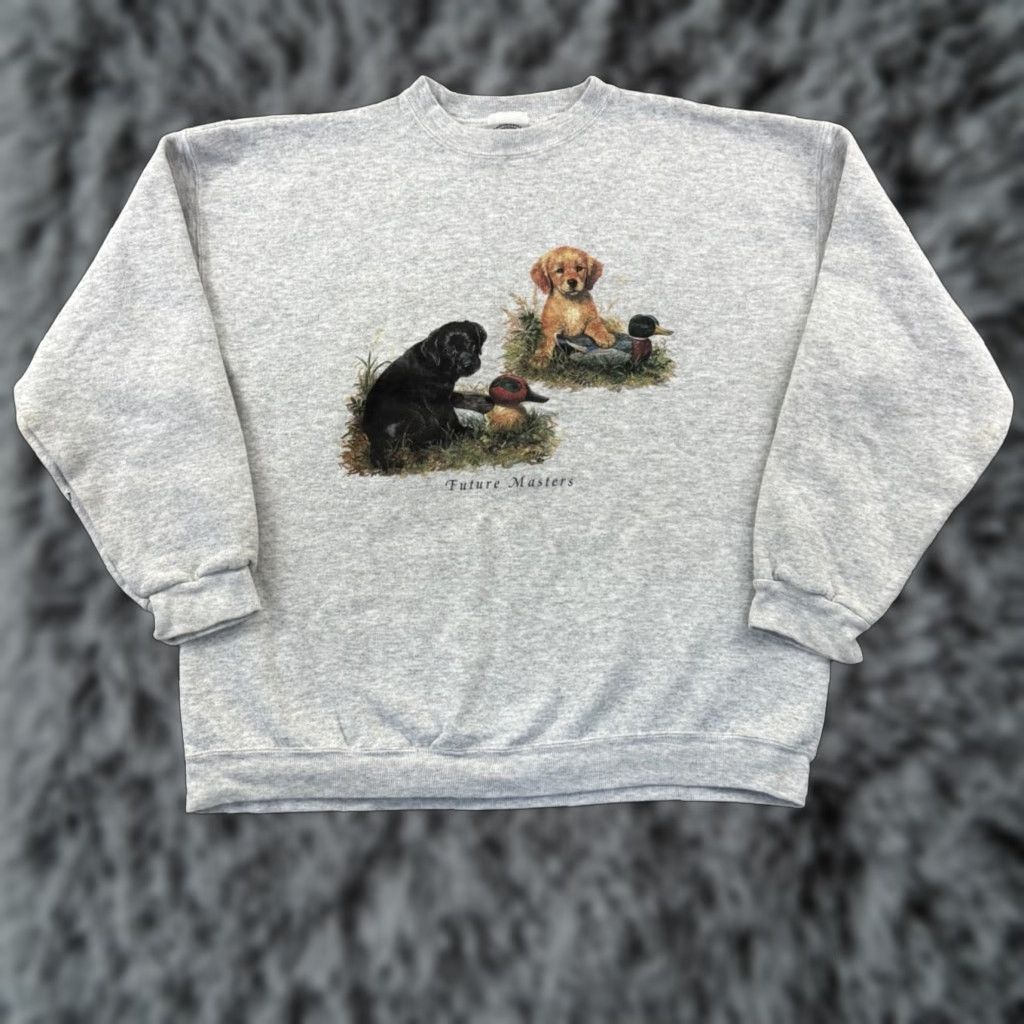 Vintage VINTAGE Enviromental Artwear Sweatshirt Dog Nature Mens Large Gray Long Sleeve 90s Pullover Crew Neck Embroidered Graphic Print Size US M / EU 48-50 / 2 - 1 Thumbnail