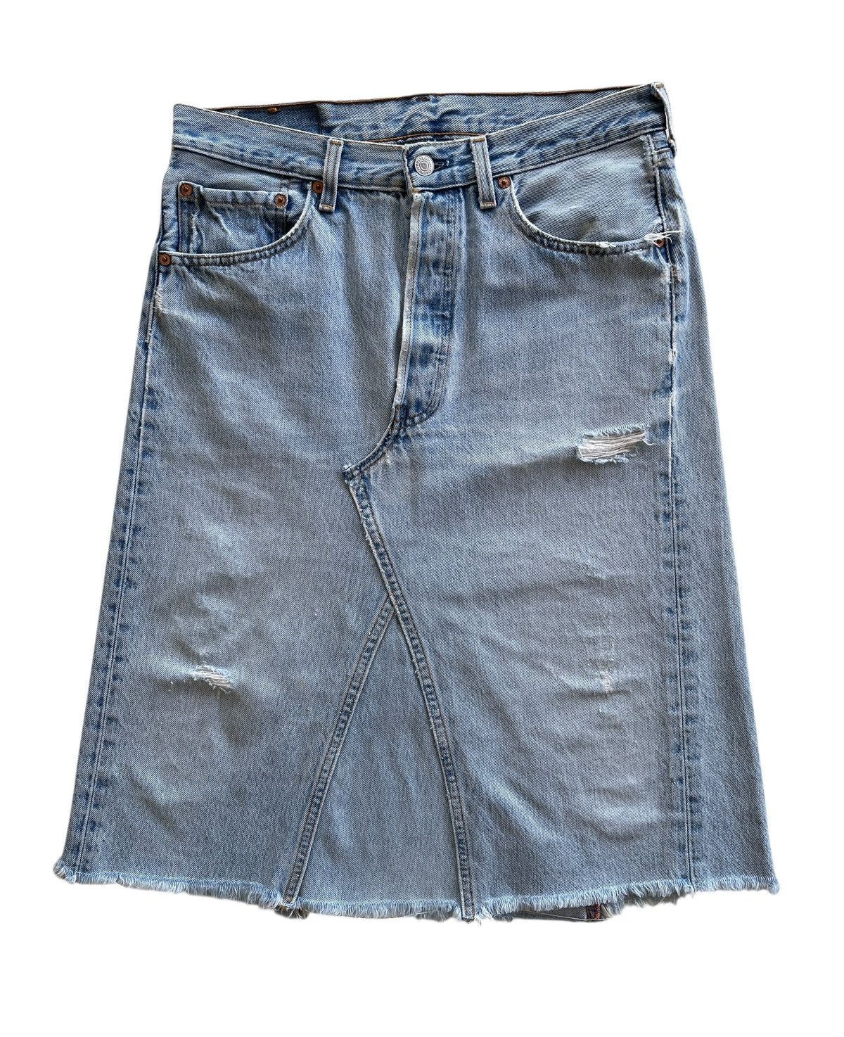 Levi's Vintage Clothing Vintage Levis Deconstructed Distressed Skirt Frayed Hem Size 31" - 3 Thumbnail