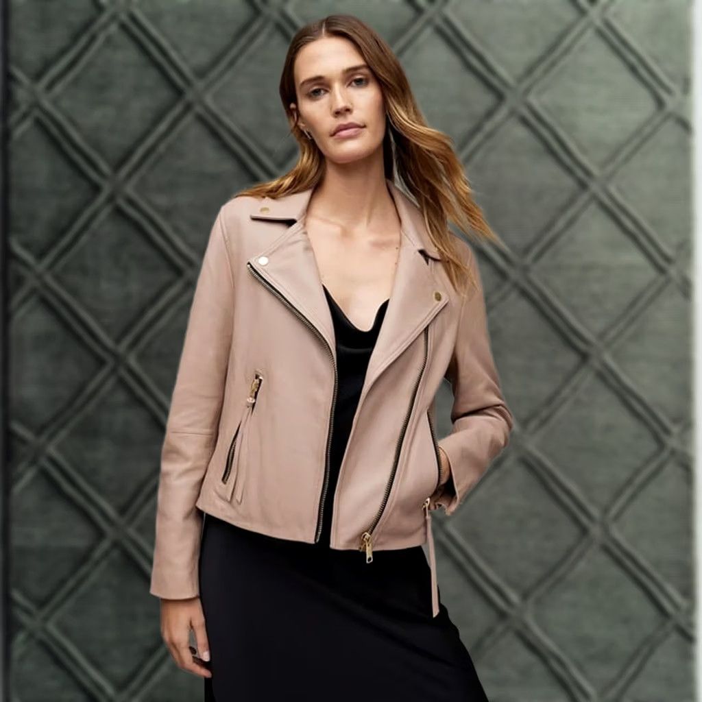 Allsaints AllSaints Dalby Lamb Leather Moto Biker Jacket Size US 10 Blush Pink Size L / US 10 / IT 46 - 1 Thumbnail