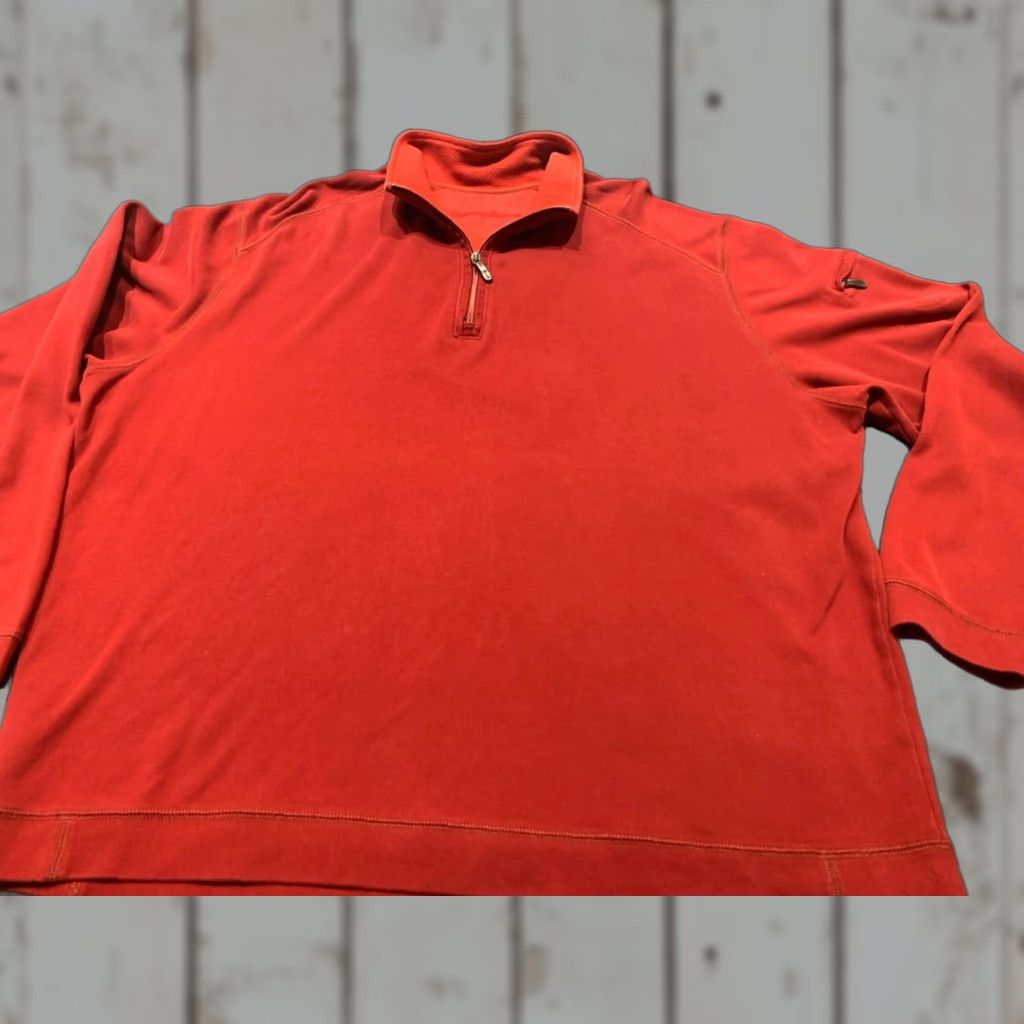 Tommy Bahama VINTAGE Tommy Bahama Sweatshirt Pullover 2XL Men Red Knit Zip Mock Neck 90s Beach Ready Mens Size US XXL / EU 58 / 5 - 1 Thumbnail