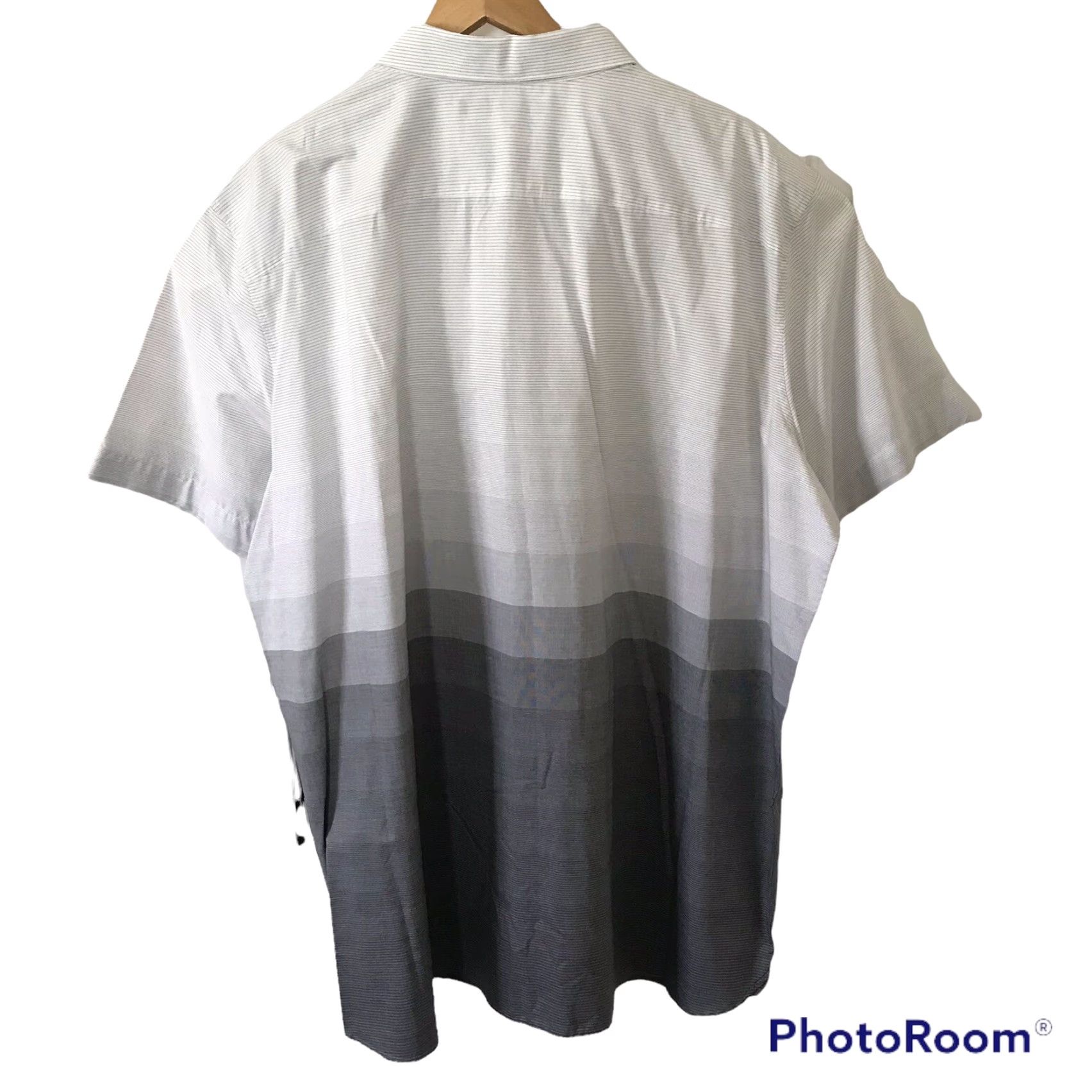 Perry Ellis Perry Ellis Shirt Mens Big 2X Short Sleeve Black Ombré Gradient 100% Cotton Shirt Big 2X Mens- casual dress Size US XXL / EU 58 / 5 - 4 Thumbnail