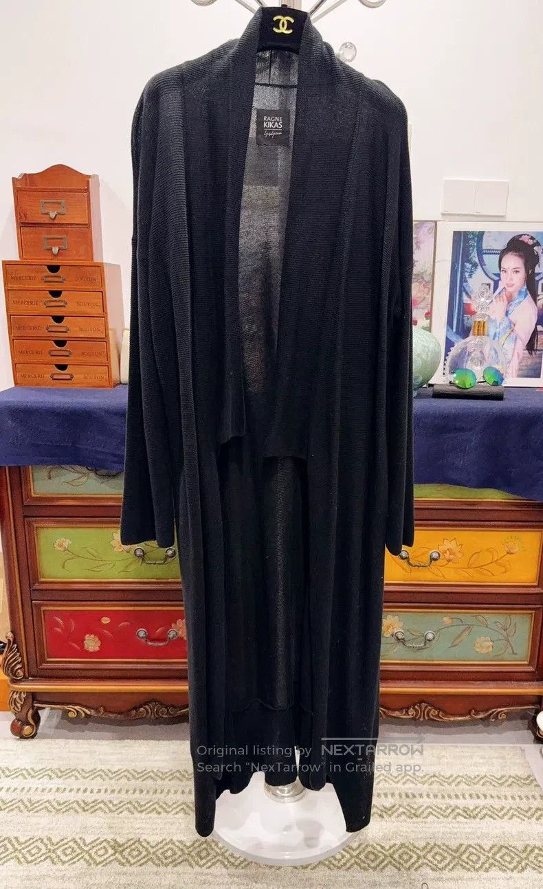 Yohji Yamamoto Yohji Yamamoto Black Cotton Natural Fabric Long Knit Cardi Size US M / EU 48-50 / 2 - 1 Thumbnail