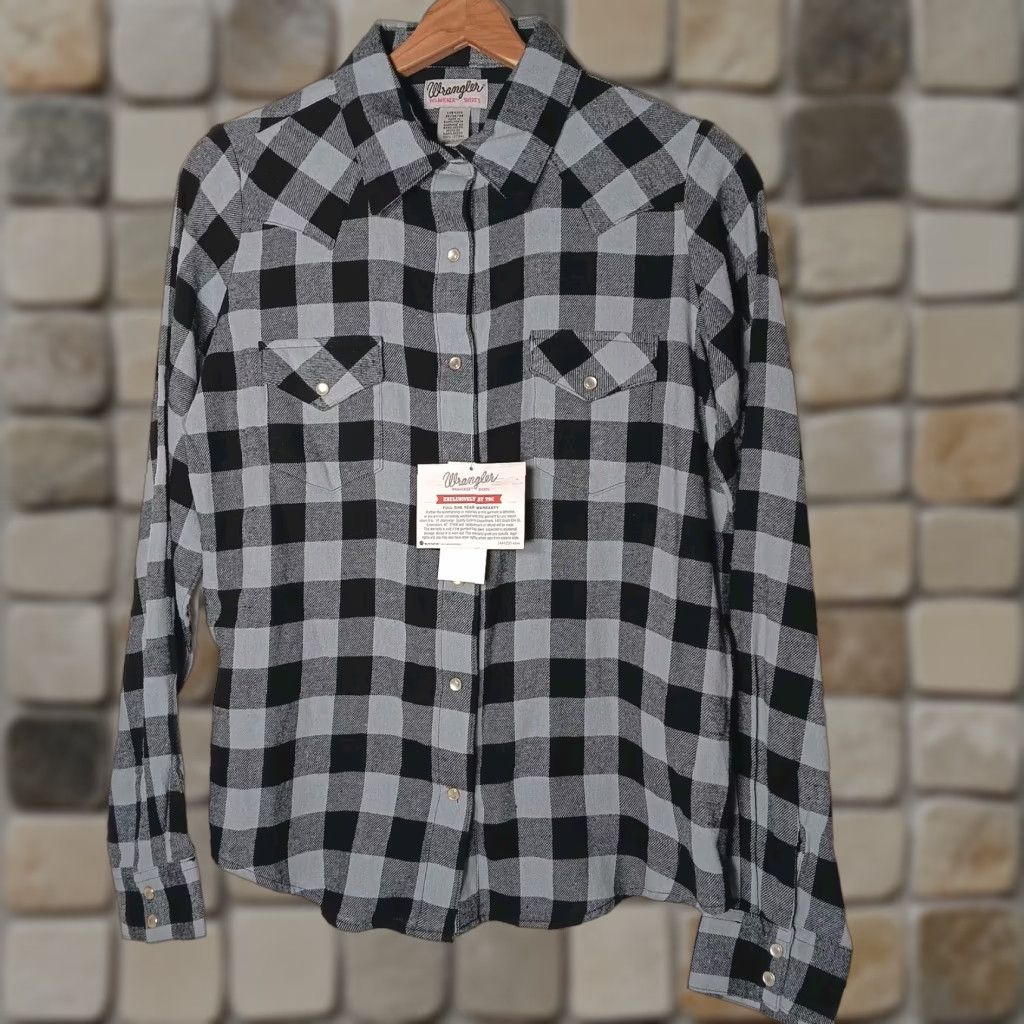 Wrangler VINTAGE Wrangler Flannel Shirt Women M Western Pearl Snap Plaid Cowgirl Ranch Rodeo Fall Winter Size M / US 6-8 / IT 42-44 - 1 Thumbnail