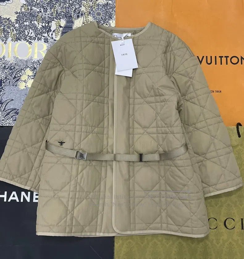Dior Dior Khaki rattan plaid tie-up cotton jacket Size XXS / US 00 / IT 34 - 1 Thumbnail