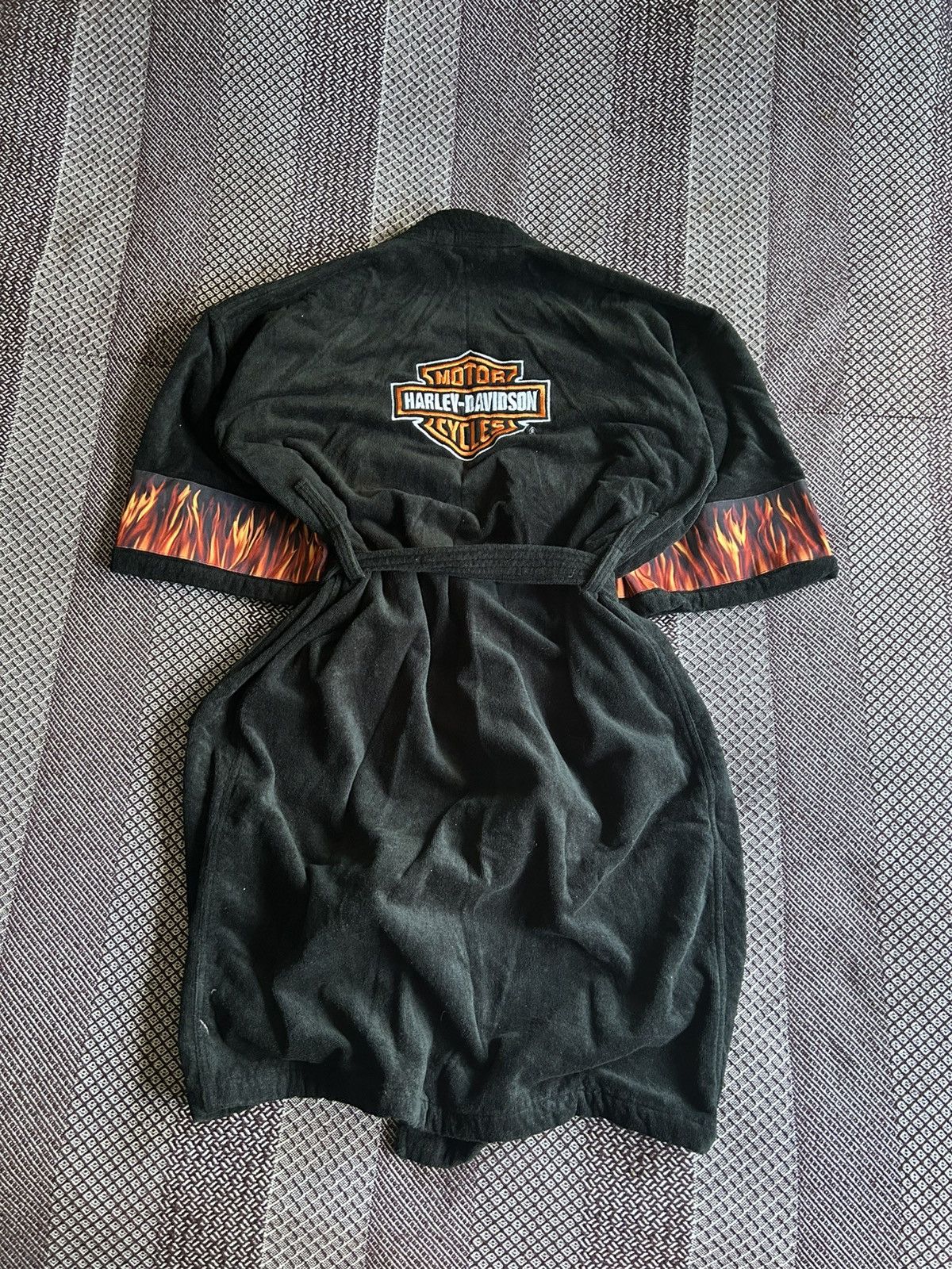 Vintage Harley Davidson Flame Print Robe Rare Loungewear One Size Size 36 - 1 Thumbnail