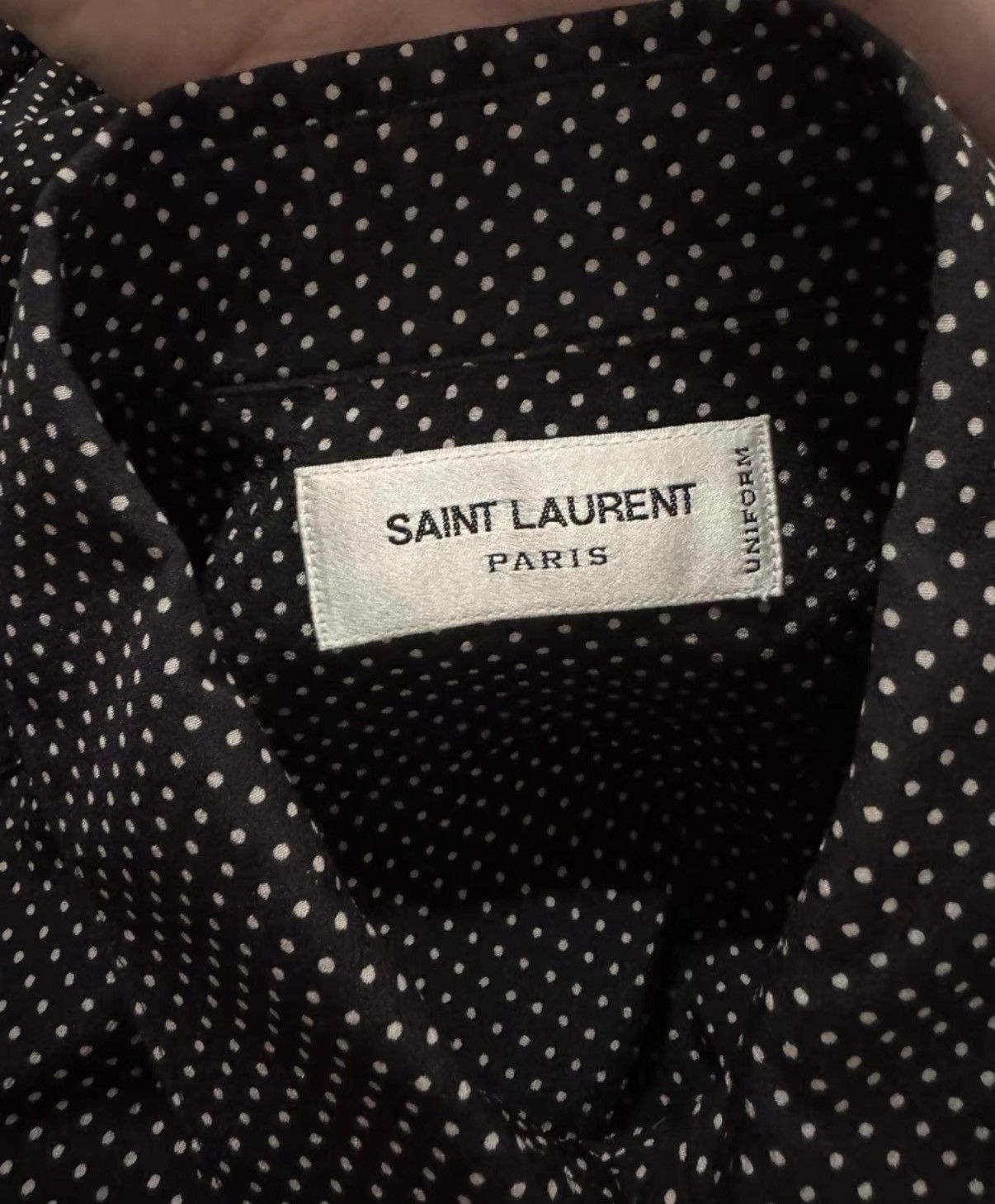 Saint Laurent Paris SLP) 21FW Silk Starry Sky All-Over Small Polka Dot Shirt Size US M / EU 48-50 / 2 - 5 Thumbnail