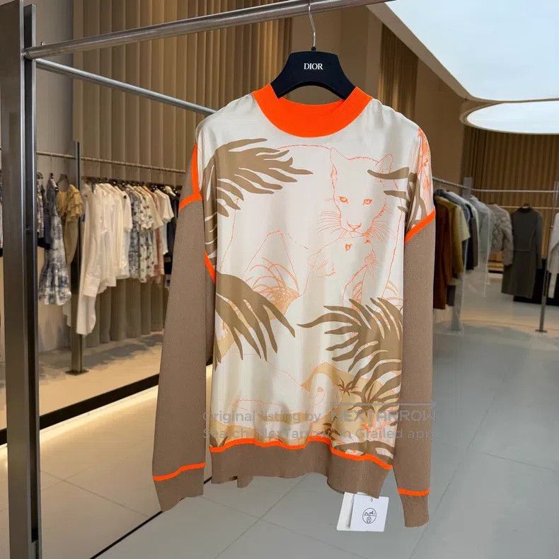 Hermes Hermes Gold Brown Leopard Print Silk Top Size XXS / US 00 / IT 34 - 1 Thumbnail