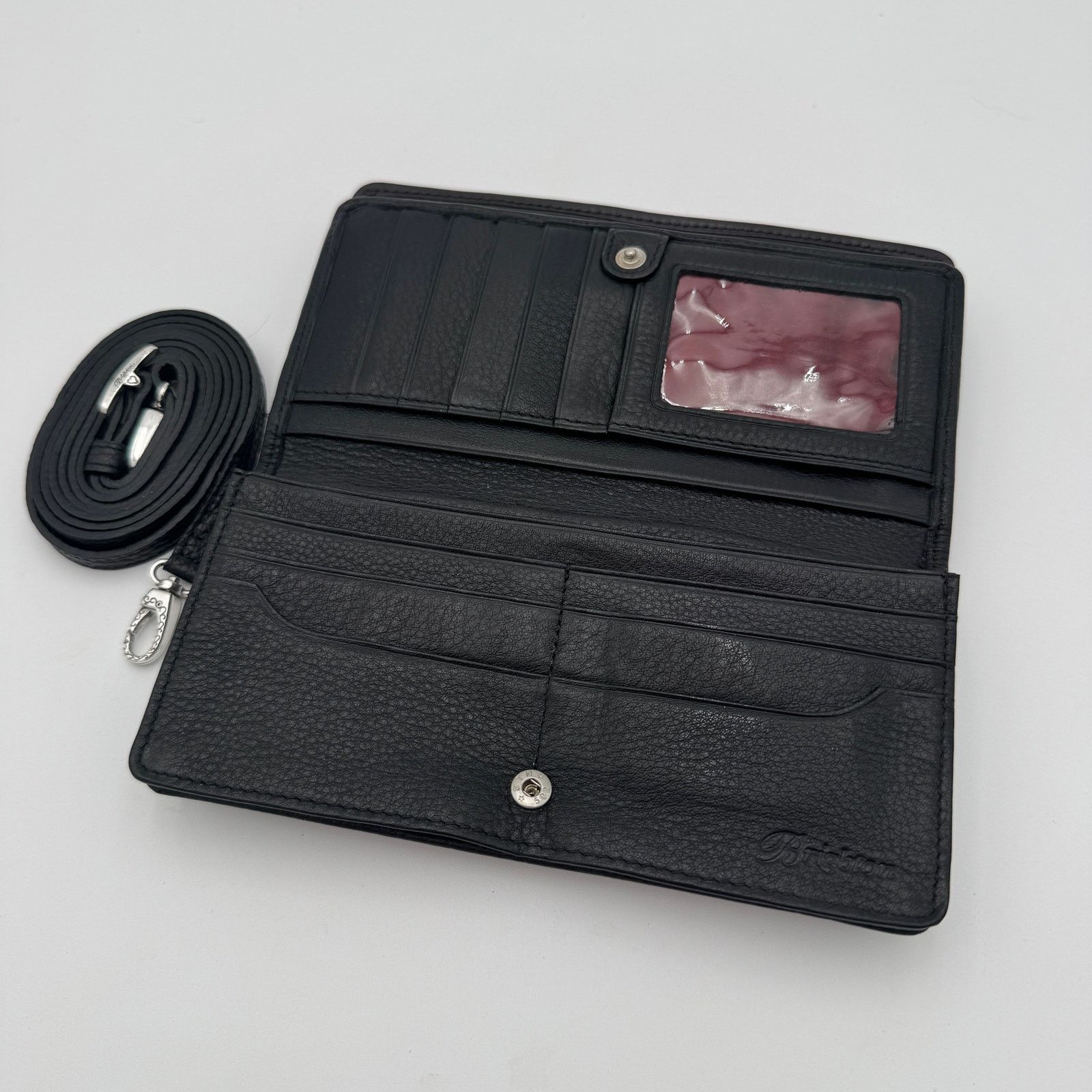 Brighton Brighton Crossbody Clutch Wallet Black Leather with Strap Size ONE SIZE - 9 Thumbnail