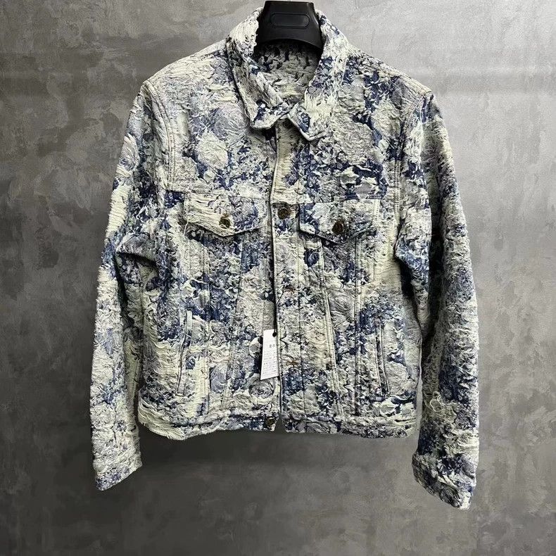 Louis Vuitton Blue plant flower full print long-sleeve den