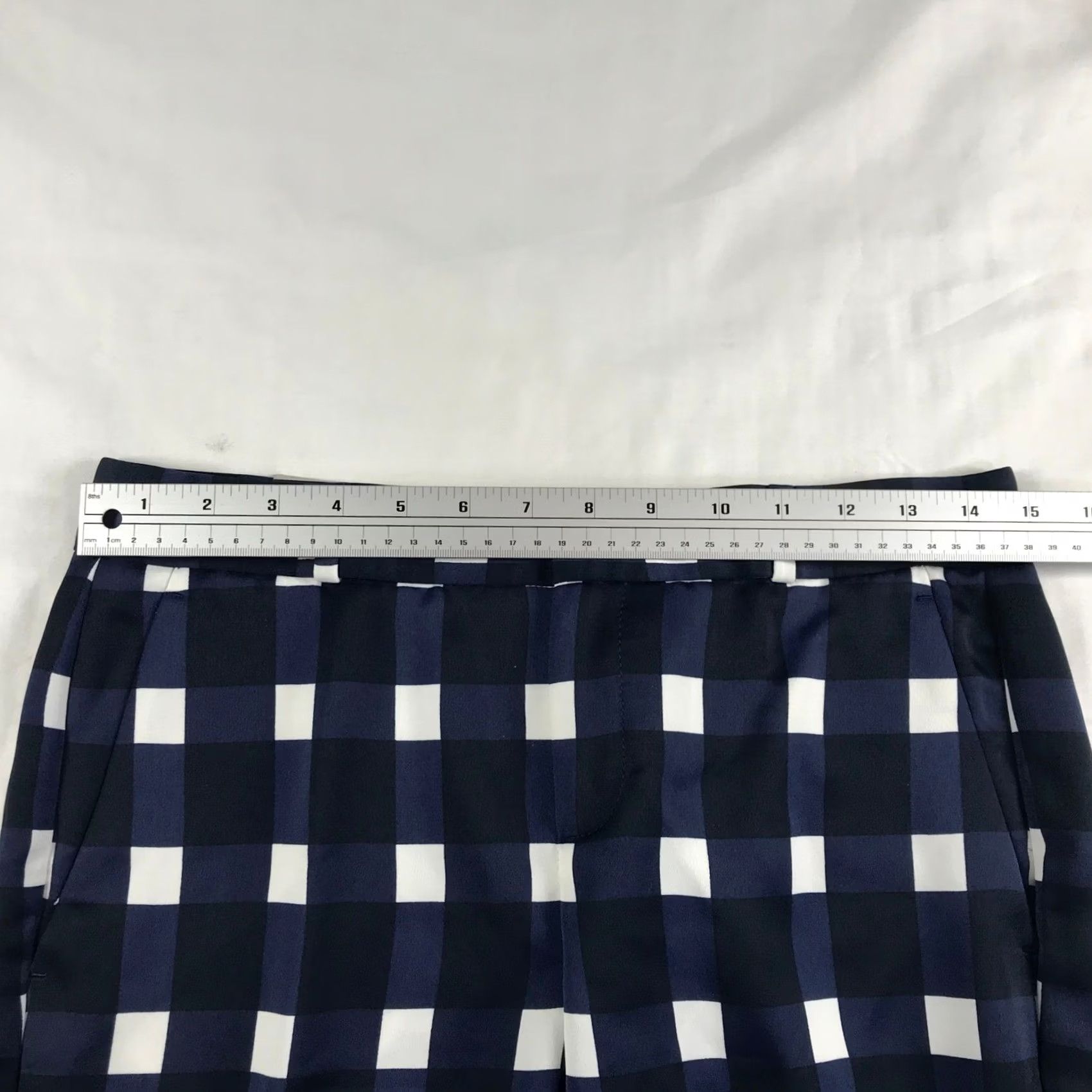 Banana Republic Banana Republic Avery Pants Petite 2 Slim Navy Blue White Gingham Check Ankle Size 26" / US 2 / IT 38 - 2 Thumbnail