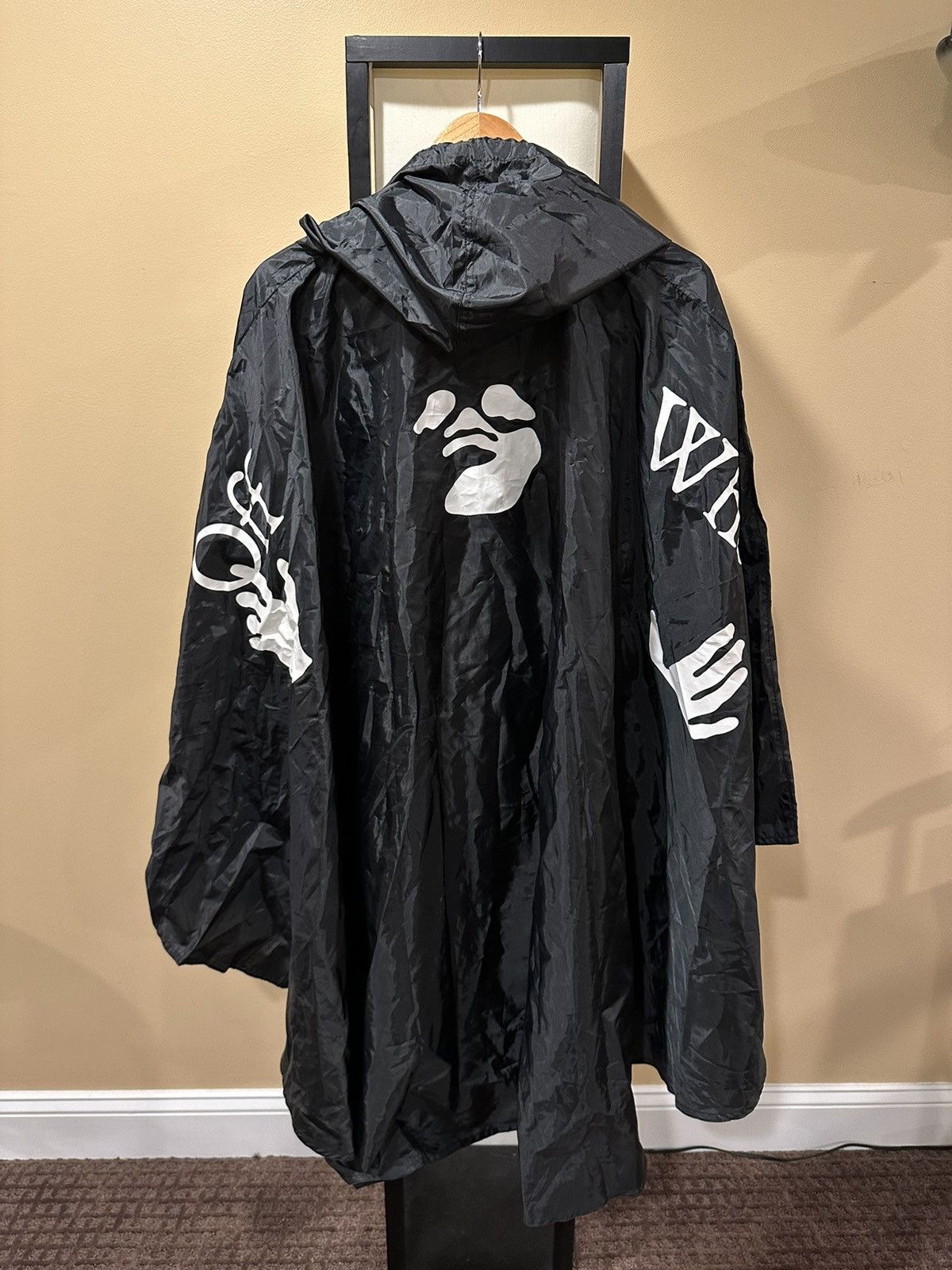 image of Off White x Virgil Abloh Off-White C/o Virgil Packable Raincoat Black Poncho Jacket (Size Large)