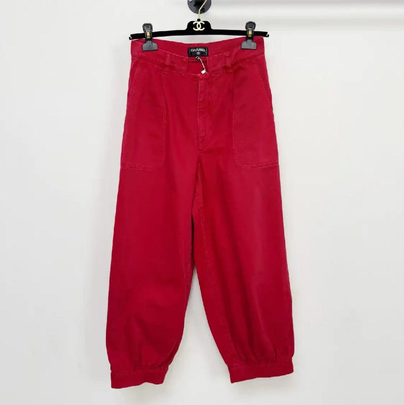 Chanel Chanel Red Casual Trousers for Women 0089 Size 23" - 1 Thumbnail