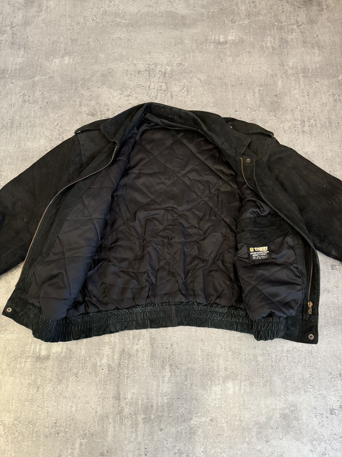 Genuine Leather × Vintage Real Leather Bomber Jacket vintage black boxy 90s y2k rare Size US M / EU 48-50 / 2 - 6 Thumbnail