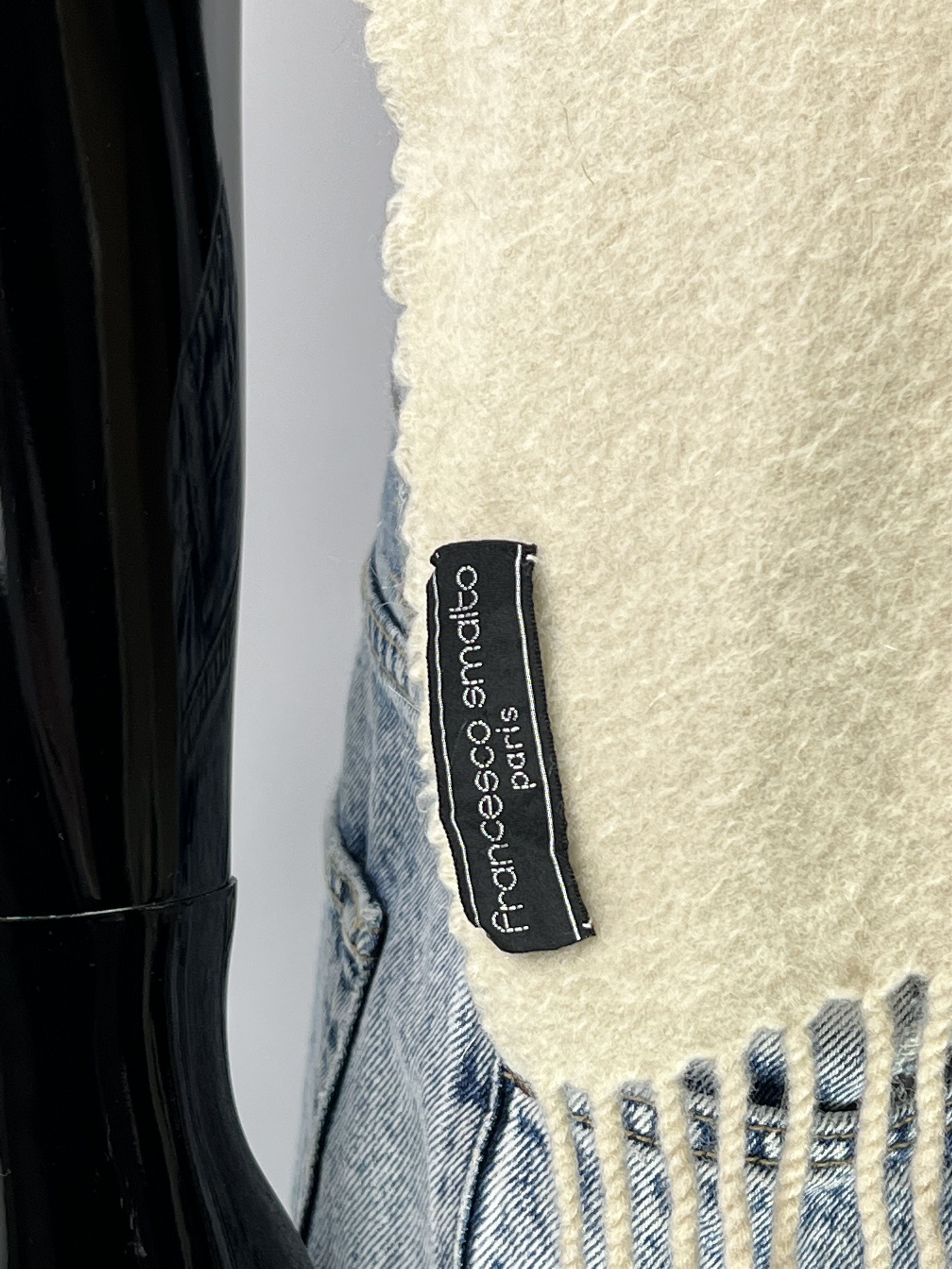 Very Rare Vintage Francesco Smalto Ivory Wool Scarf