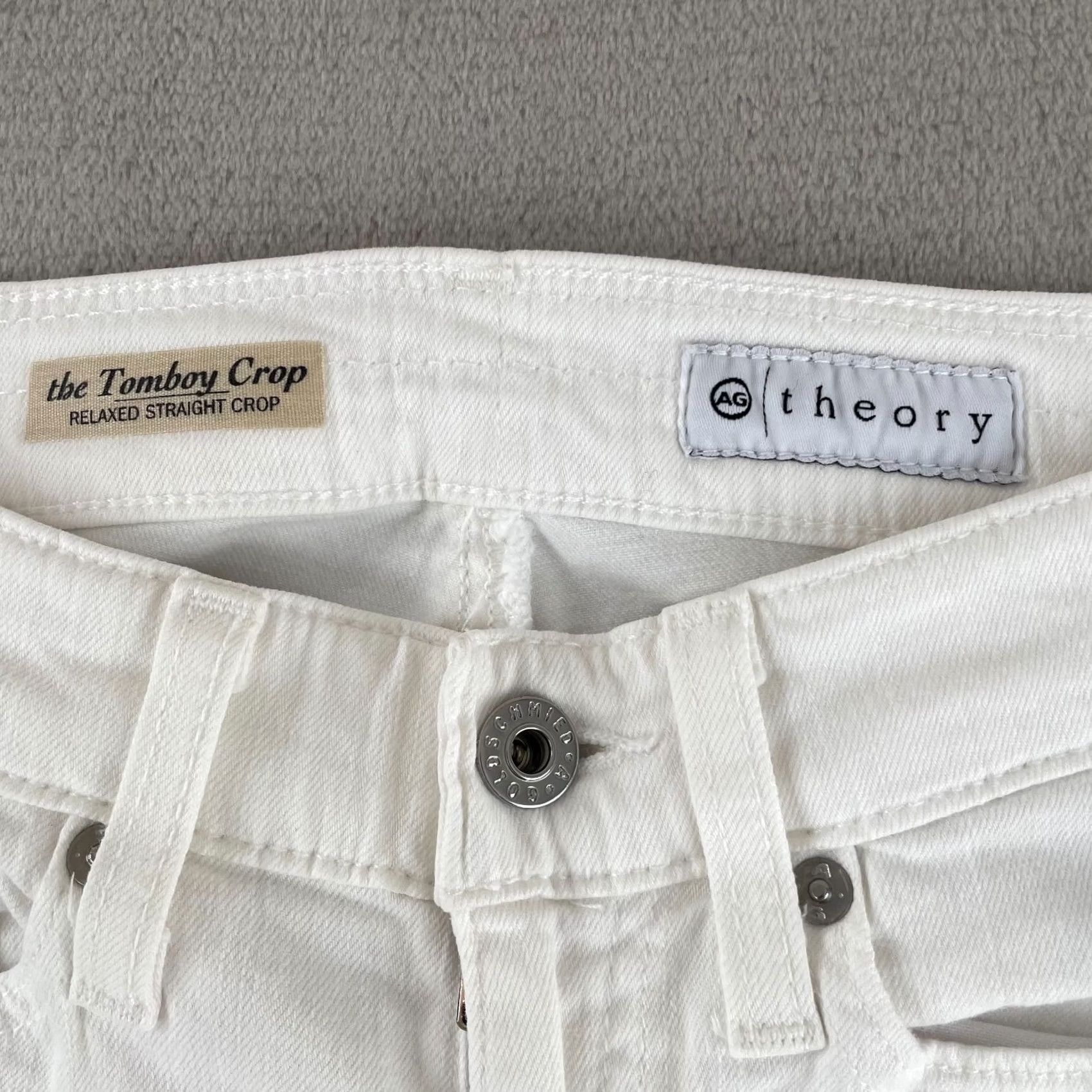 Theory AG Adriano Goldschmied x Theory Jeans Women 23R Cropped Tomboy Crop White Denim Slim 26x25 5-Pocket Size 40" / US 18 - 2 Thumbnail