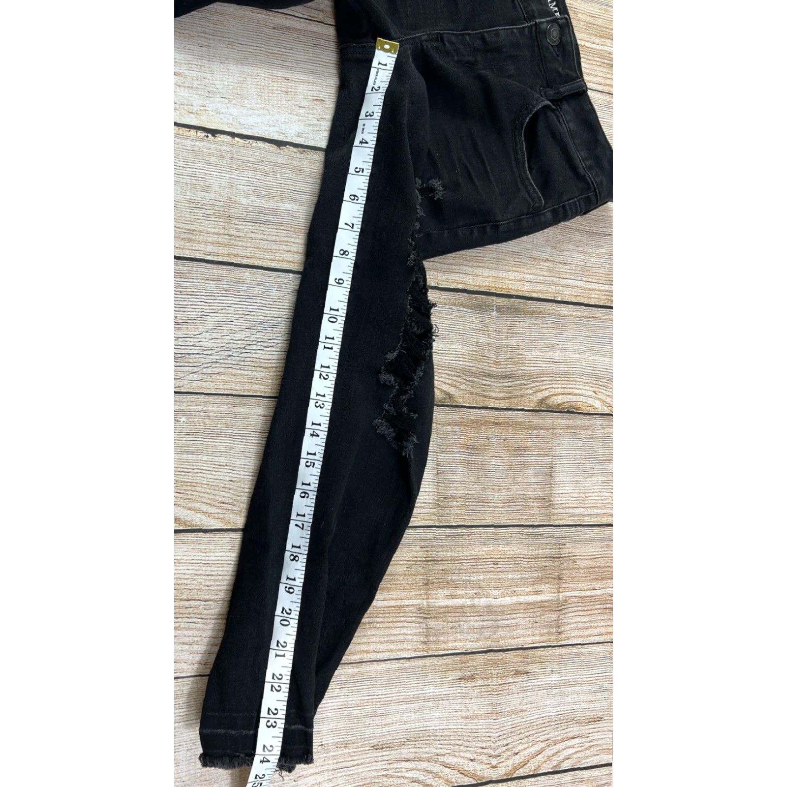 American Eagle Outfitters American Eagle Outfitters Jegging Jeans Black Cotton Blend Spandex 8 Womens High Rise 24in Inseam 5-Pocket Distressed Crop Stretch Comfort Baggy? Size 30" / US 8 / IT 44 - 6 Thumbnail