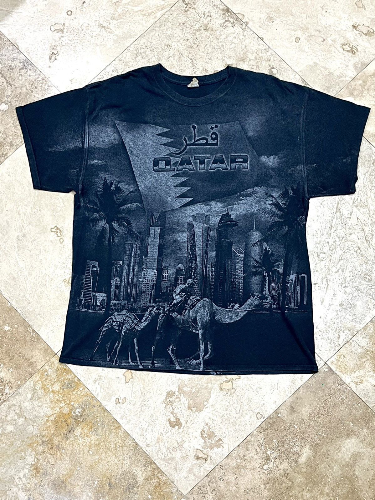 Vintage CRAZY Qatar Camel Racing AOP Tee Size US XL / EU 56 / 4 - 1 Thumbnail
