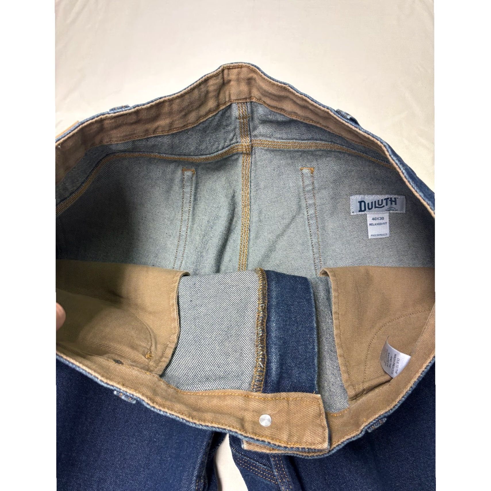 Duluth Trading Company Duluth Trading Co Mens Jeans 40x30 Relaxed Fit Dark Wash Denim Zipper 5-Pocket Logo Button Zip Straight Mens Size US 40 / EU 56 - 4 Thumbnail