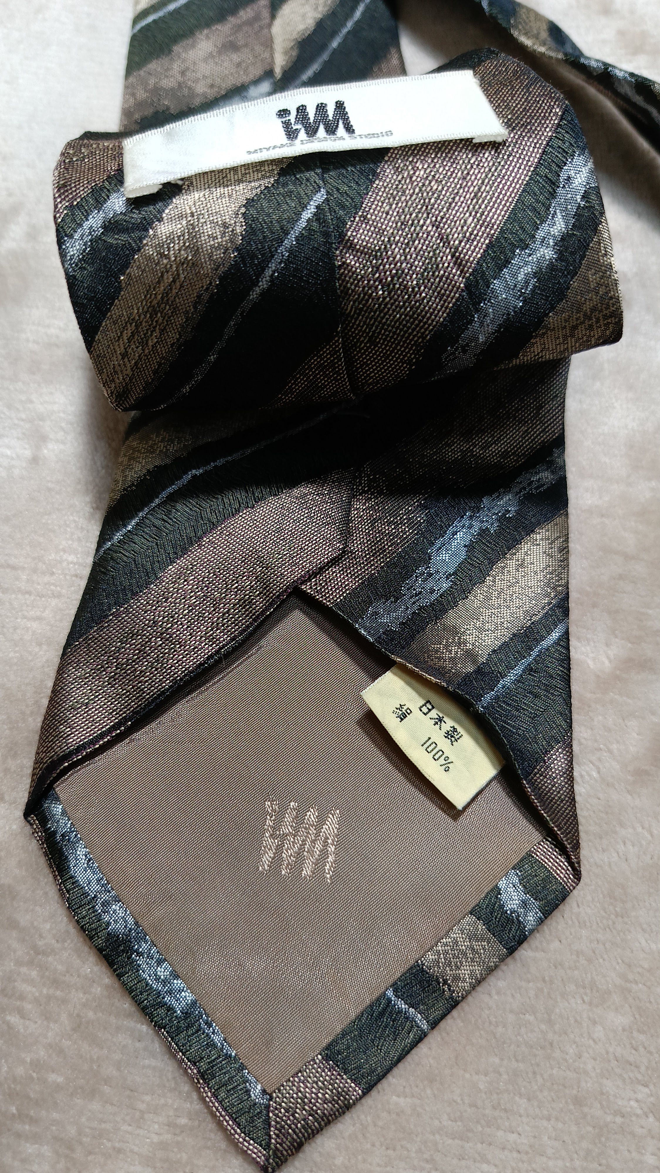 Issey Miyake Issey Miyake Japan slant striped black brown tie Size ONE SIZE - 5 Thumbnail