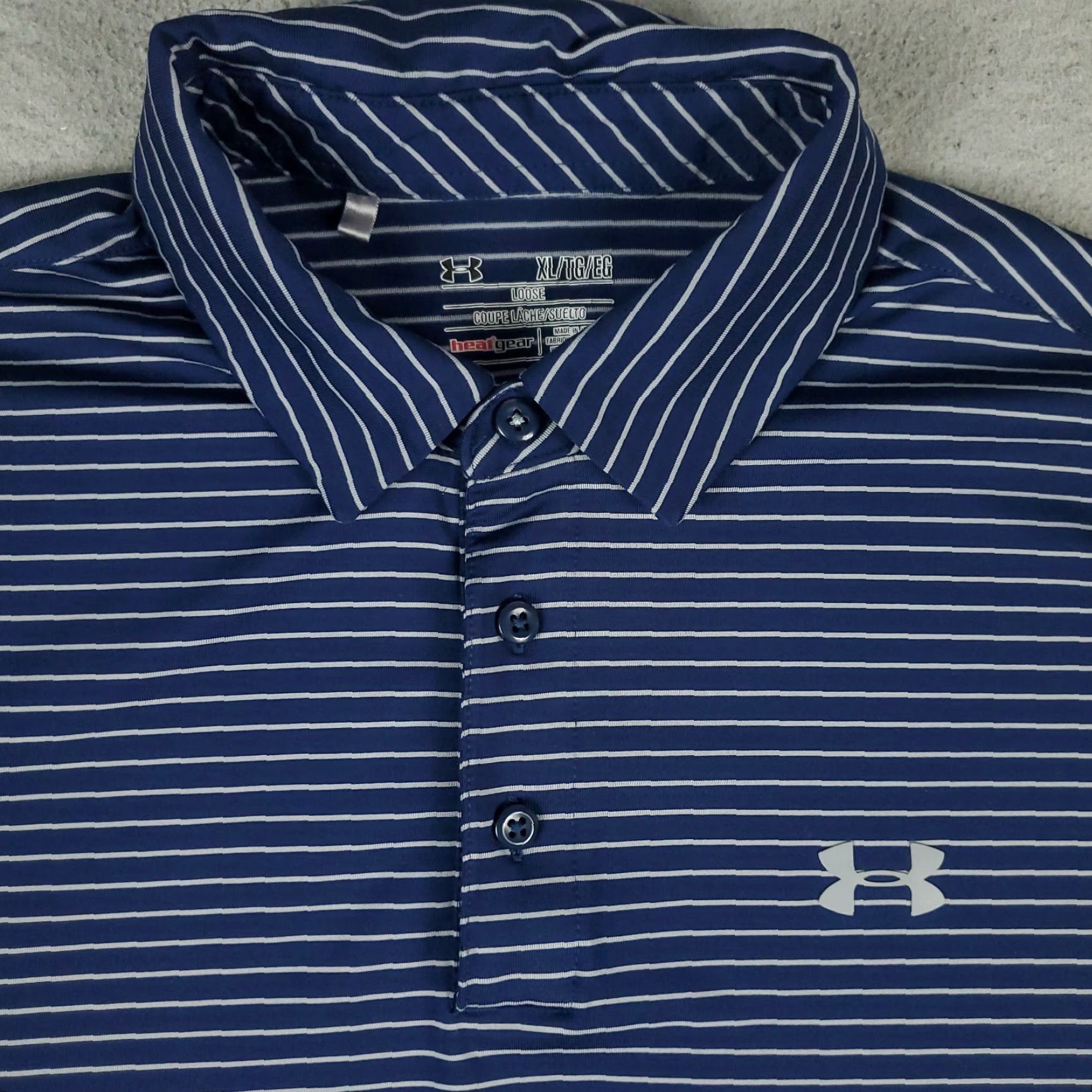 Under Armour Under Armour Polo Shirt Mens XL Blue Striped Golf Casual Short Sleeve Shirt Polo Mens Blue Striped Under Armour Size US XL / EU 56 / 4 - 2 Thumbnail