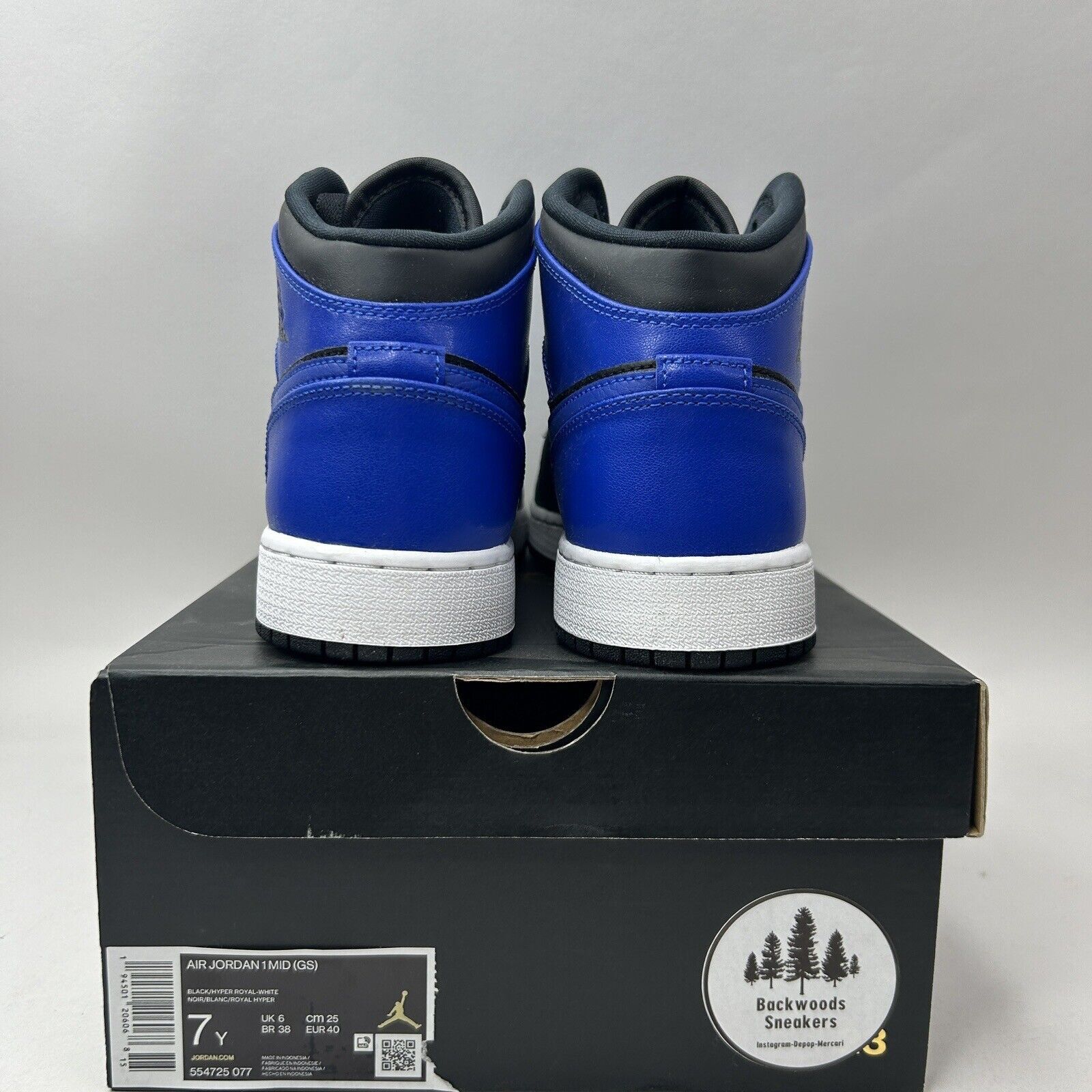 Jordan Brand Nike Air Jordan 1 Mid Retro GS “Hyper Royal” 2023 Size US 8.5 / IT 38.5 - 4 Thumbnail