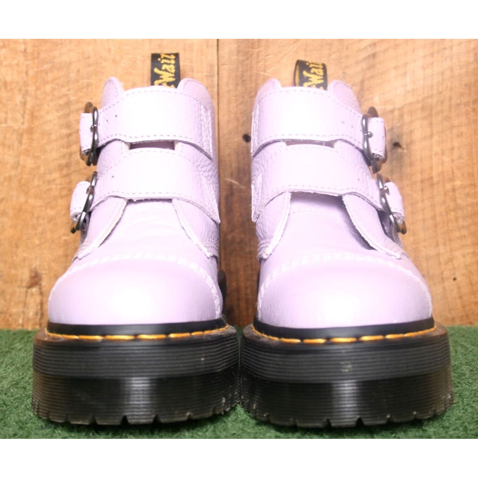 Dr. Martens Dr. Martens Devon Flower Lilac Pebbled Leather Platform Boots Womens UK 5 US 7 Leather Buckle Ankle" Size US 5 / IT 35 - 3 Thumbnail