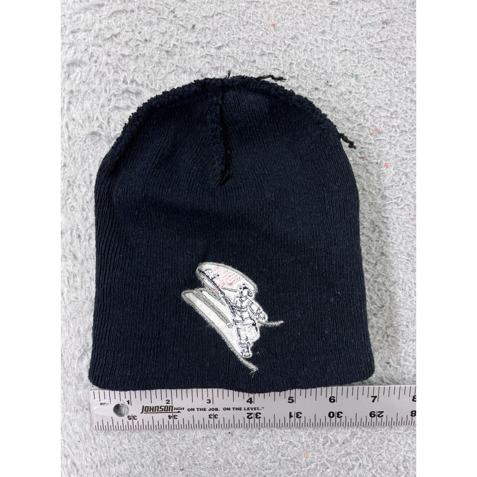 Vintage USA Flag Beanie Toque Adult One Size Blue Knit Embroidered 100% Poly Skier Boy Size ONE SIZE - 4 Thumbnail