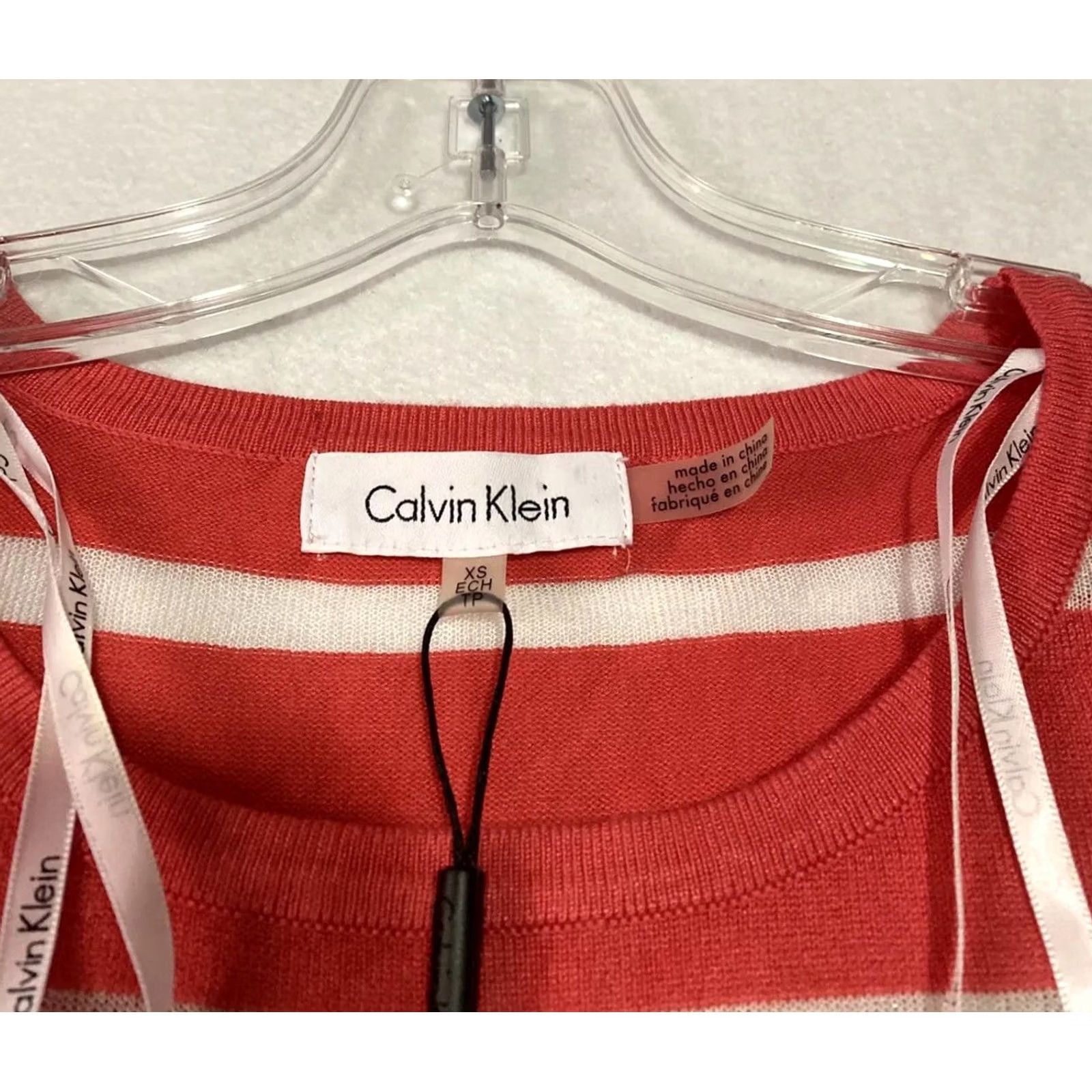 Calvin Klein Calvin Klein Sweater Women XS Pullover Long Sleeve Loose Knit Mauve Graphic Print Lightweight Regular Knit Style 80s? Size XS / US 0-2 / IT 36-38 - 4 Thumbnail