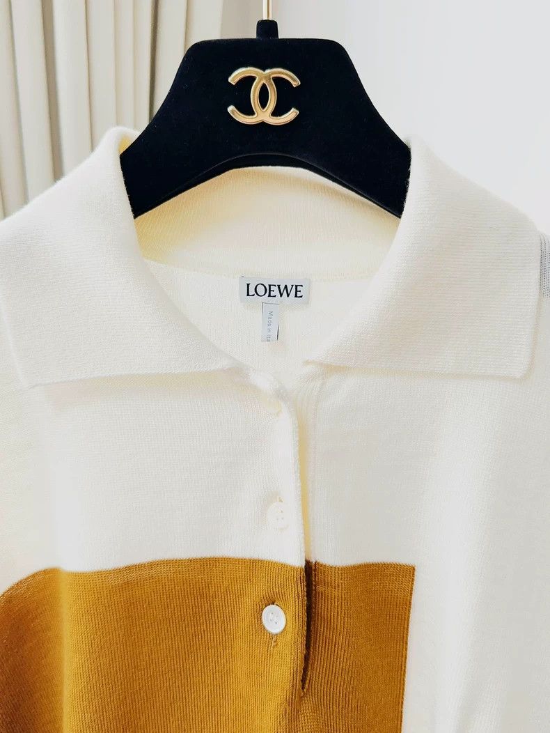 Loewe Loewe White S size polo collar long sleeve knit sweater wi Size S / US 4 / IT 40 - 5 Thumbnail