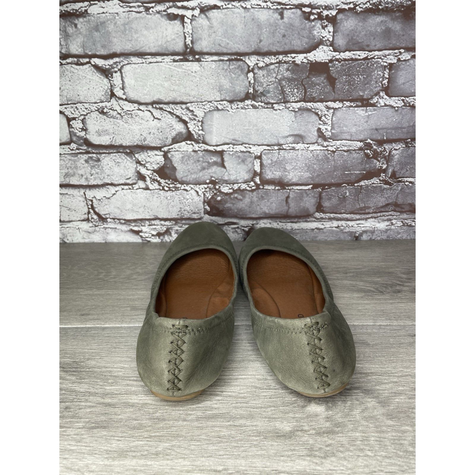 Lucky Brand Lucky Brand Olive Green Suede Erin Round Toe Ballet Flats Wo Size US 8.5 / IT 38.5 - 5 Thumbnail