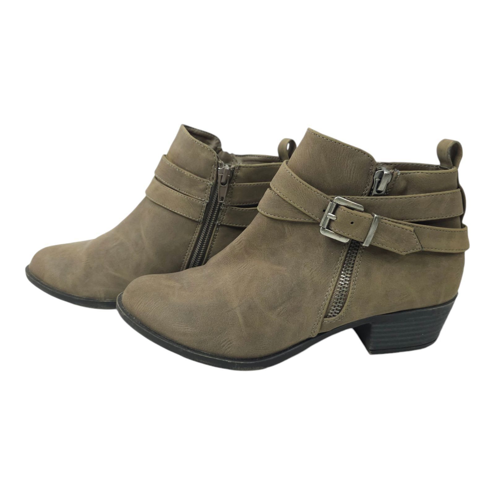 Other Madden Girl Beckk Ankle Boots 7 M Taupe Zip Double Strap Size US 7 / IT 37 - 11 Thumbnail