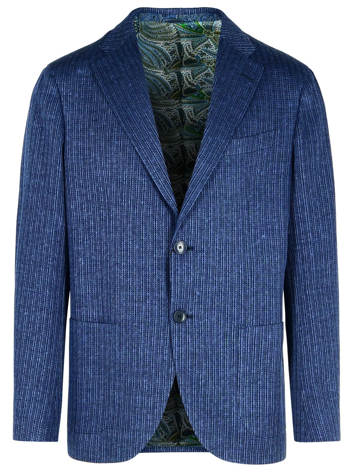 Etro ETRO Blazer In Blue Linen Blend Size US M / EU 48-50 / 2 - 1 Thumbnail