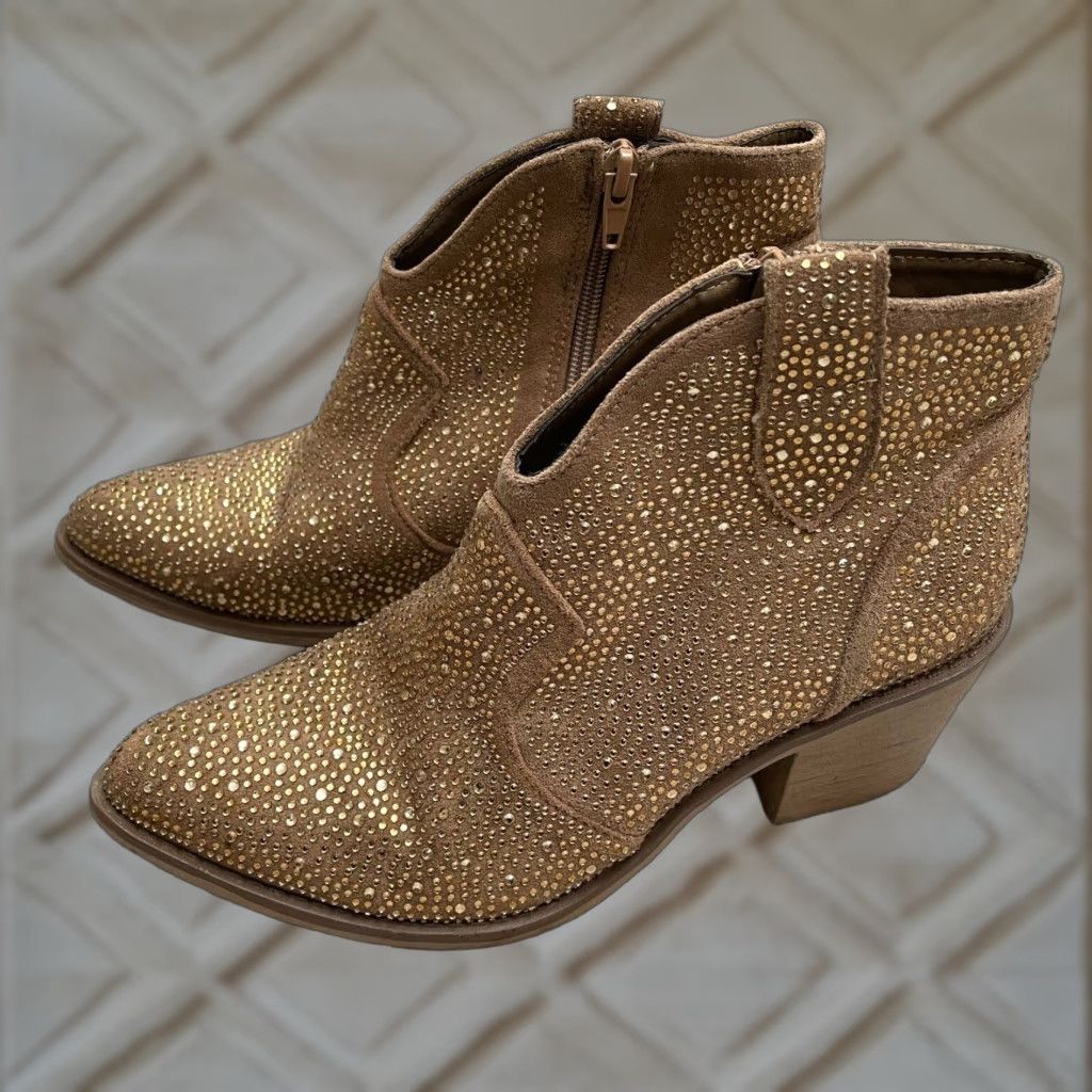Vintage VINTAGE not? Wait. No vintage. Pierre Dumas Wilder Rhinestone Ankle Boots Womens 6 Brown Pointed Embellished Size US 6 / IT 36 - 1 Thumbnail