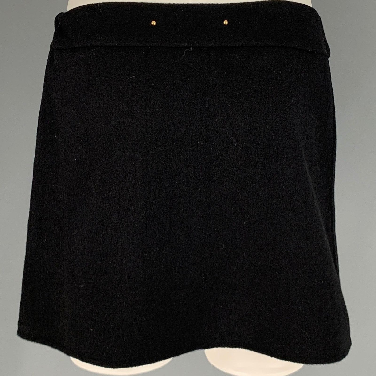 Barbara Bui BARBARA BUI 8 Black Wool Cashmere Leather Zip Up Mini Skirt Size 28" / US 6 / IT 42 - 3 Thumbnail