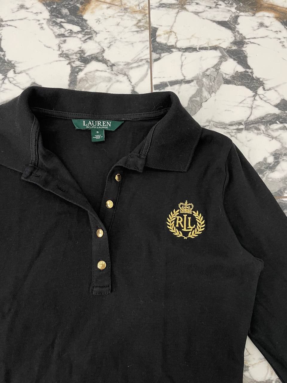Polo Ralph Lauren Lauren Ralph Lauren Women's Black Polo Shirt Long Sleeve Size S / US 4 / IT 40 - 2 Thumbnail