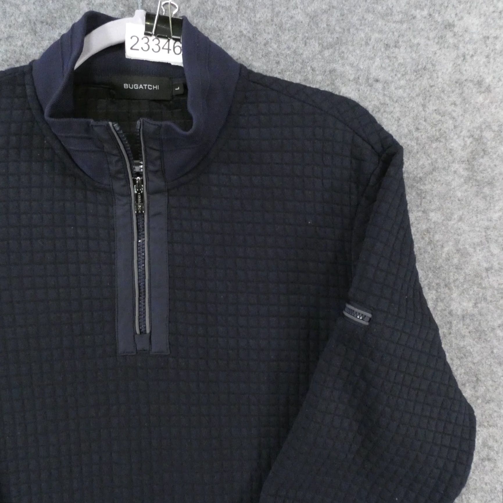 BUGATCHI BUGATCHI Mens Large Stretch Long Sleeve Navy 1/4 Zip Waffle Fleece Pullover Sweater Size US L / EU 52-54 / 3 - 6 Thumbnail