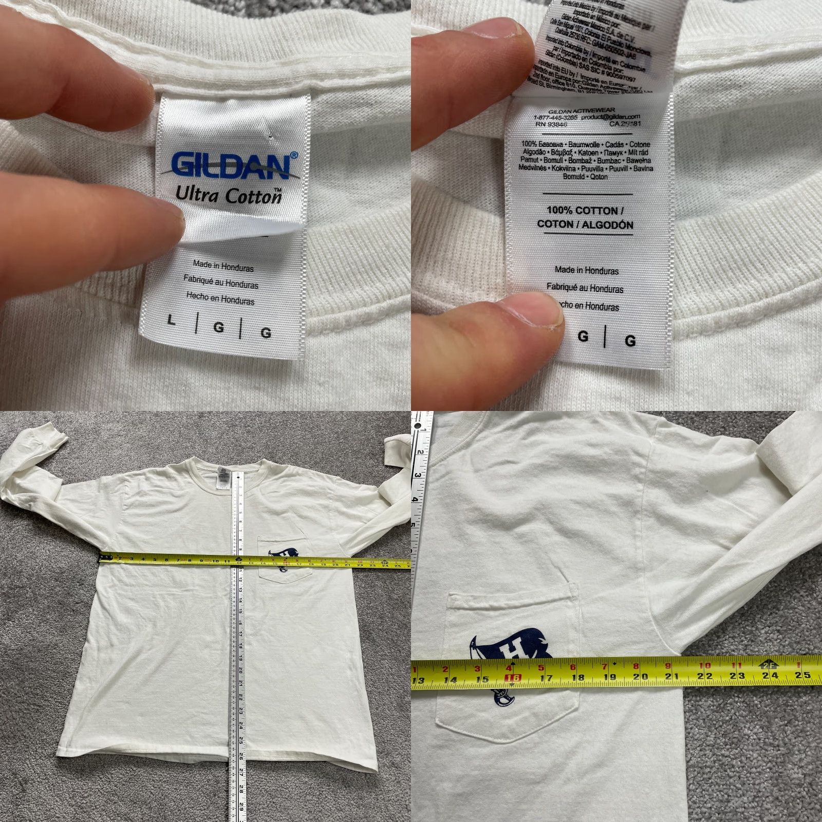 Gildan Gildan Ultra Cotton Long Sleeve Crew Neck T-Shirt Womens Large White Casual Tee Size L / US 10 / IT 46 - 8 Thumbnail