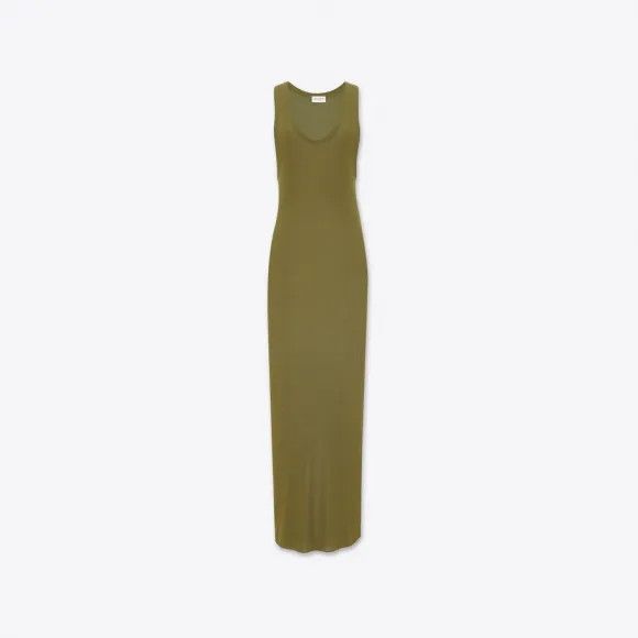 Saint Laurent Paris oc11z1125 Long Dress In Jersey in Moss Green Size XS / US 0-2 / IT 36-38 - 1 Preview
