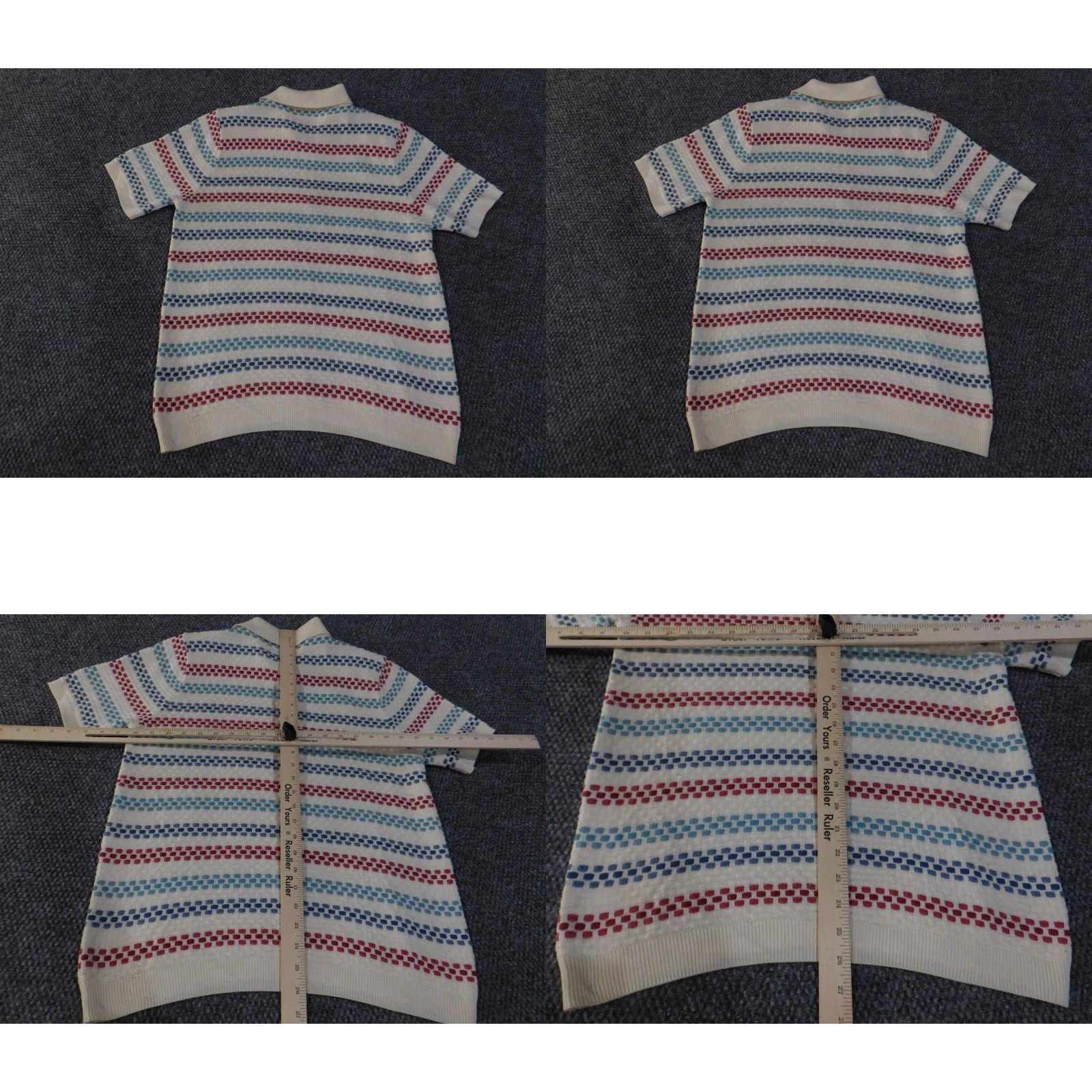 Vintage VINTAGE Alfred Dunner Polo Shirt Womens Petite XL Ivory Red Blue Striped Knit Made USA Size XL / US 12-14 / IT 48-50 - 8 Thumbnail