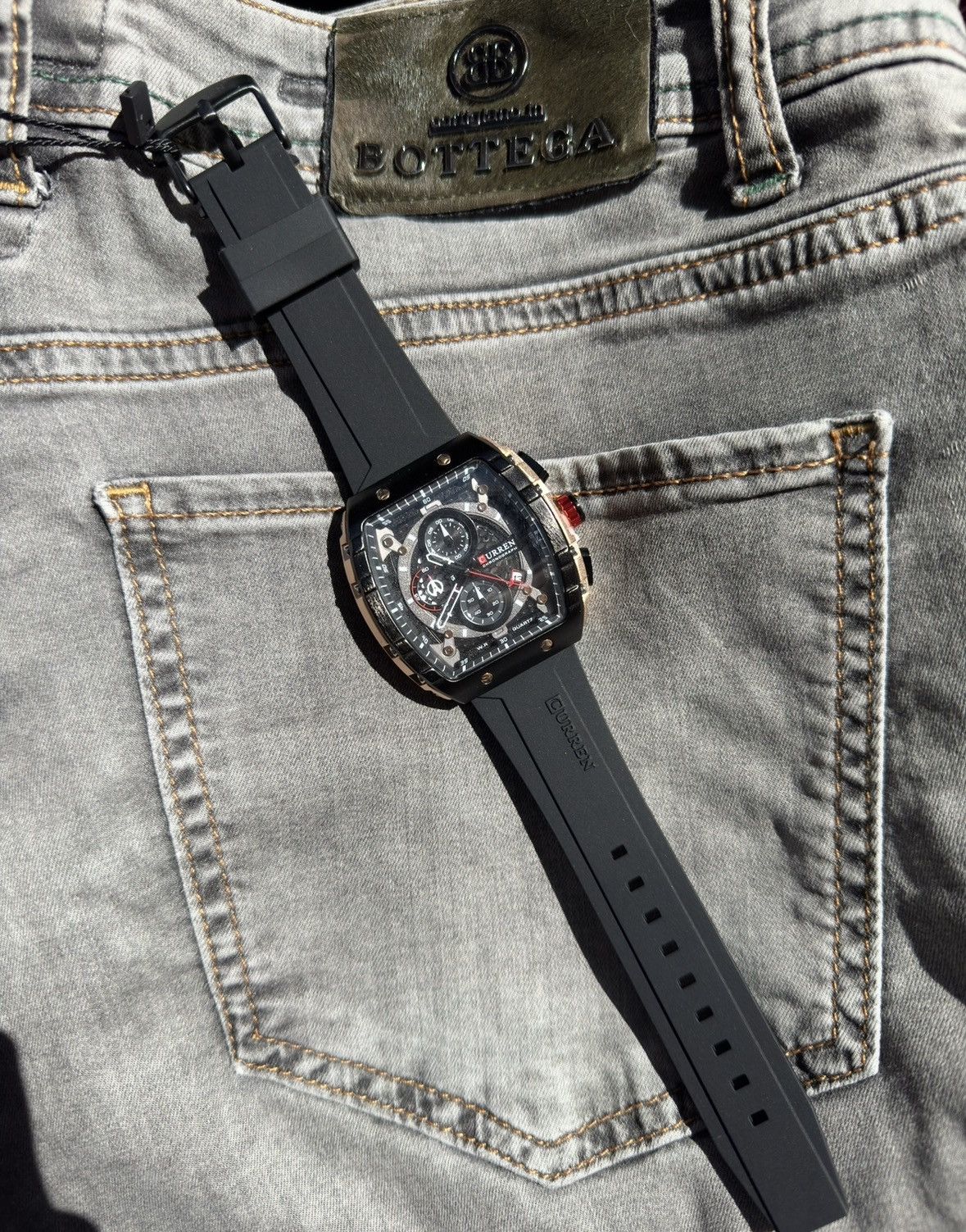 Curren Chronograph Black Men's Sport Wristwatch Quartz Brand New Size ONE SIZE - 2 Thumbnail